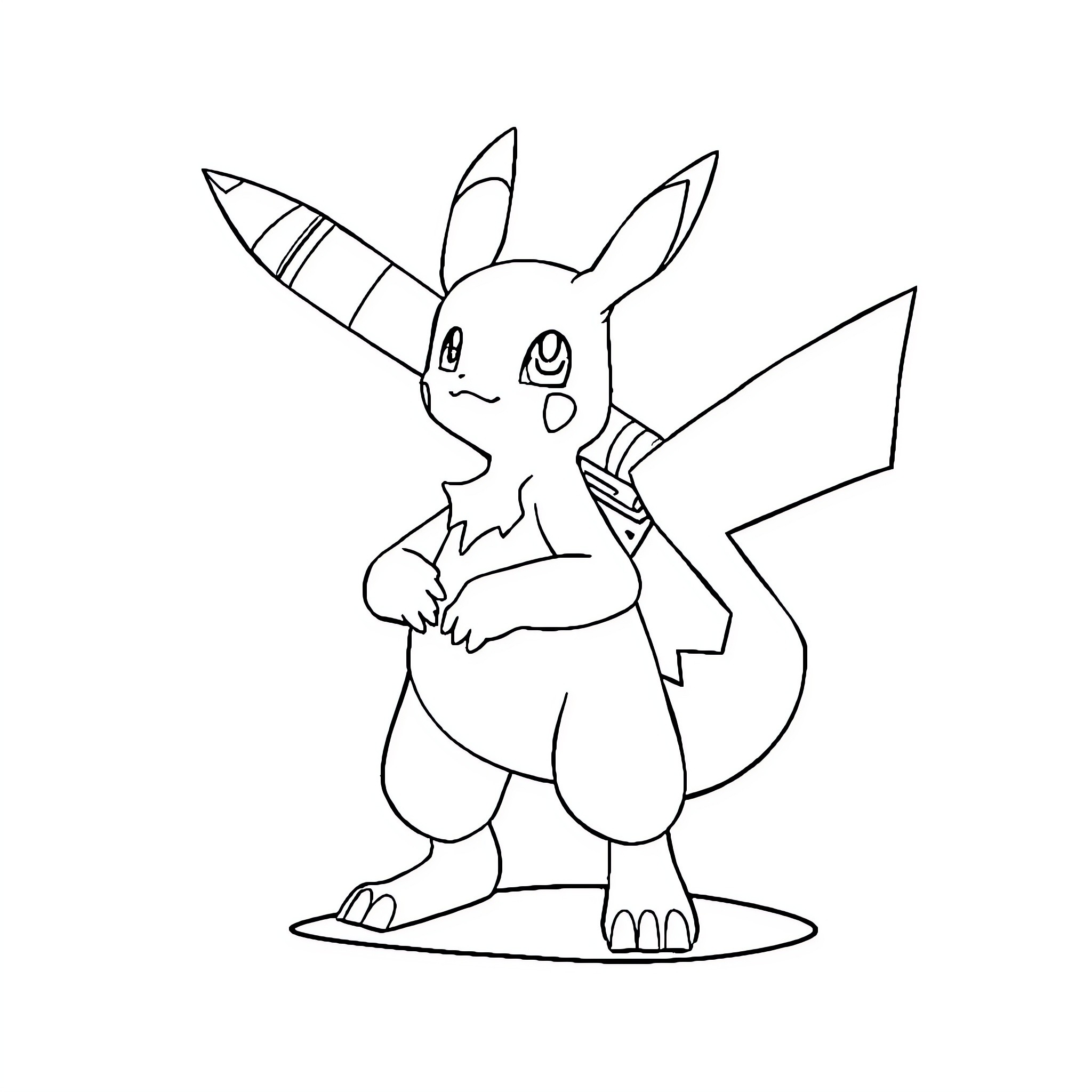 Pokémon character in playful pose Coloring Page (free black-and-white line drawing printable PDF for all, from beginners to advanced learners, including children, teens, adults, and seniors)