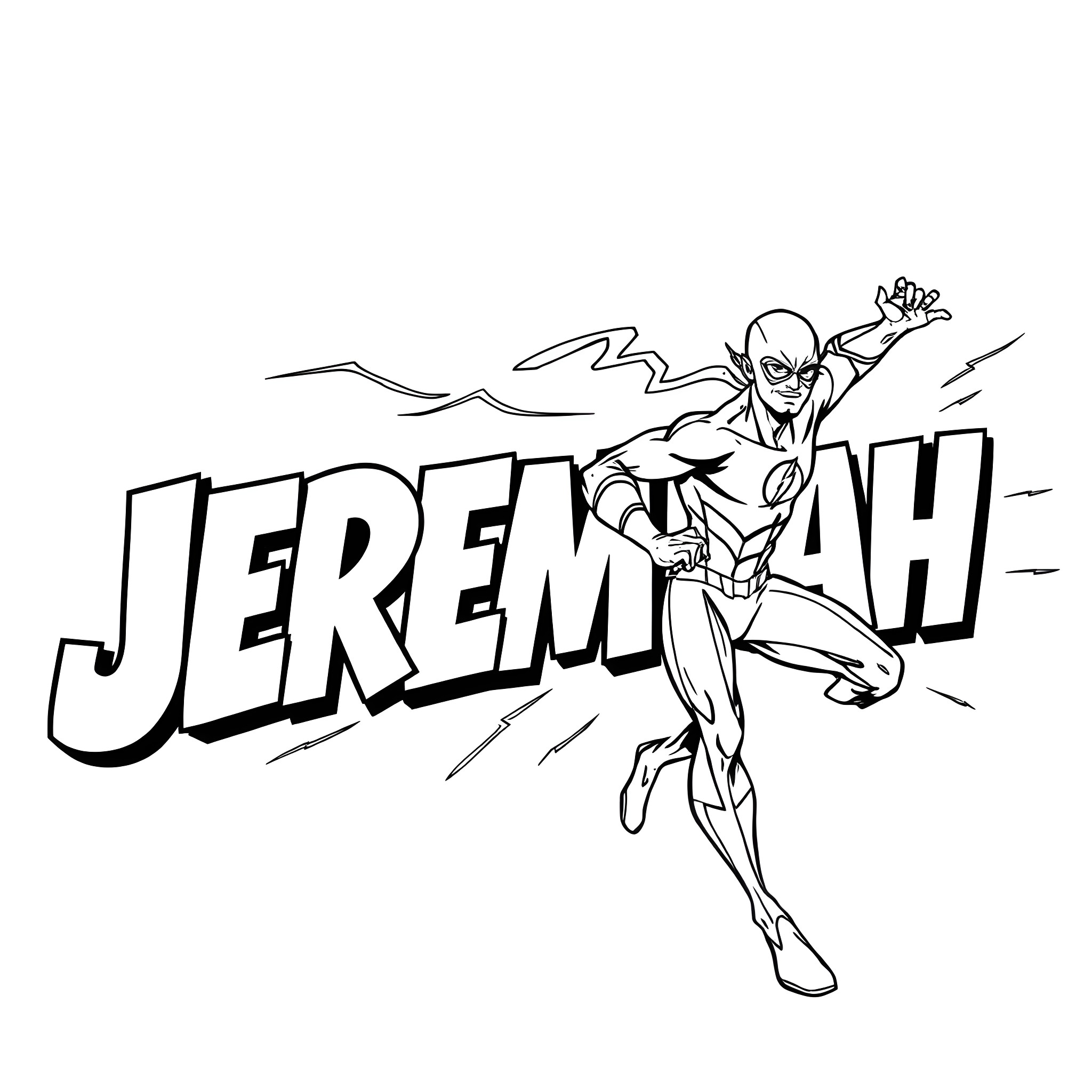 Jeremiah the Superhero in Action Coloring Page (free black-and-white line drawing printable PDF for all, from beginners to advanced learners, including children, teens, adults, and seniors)