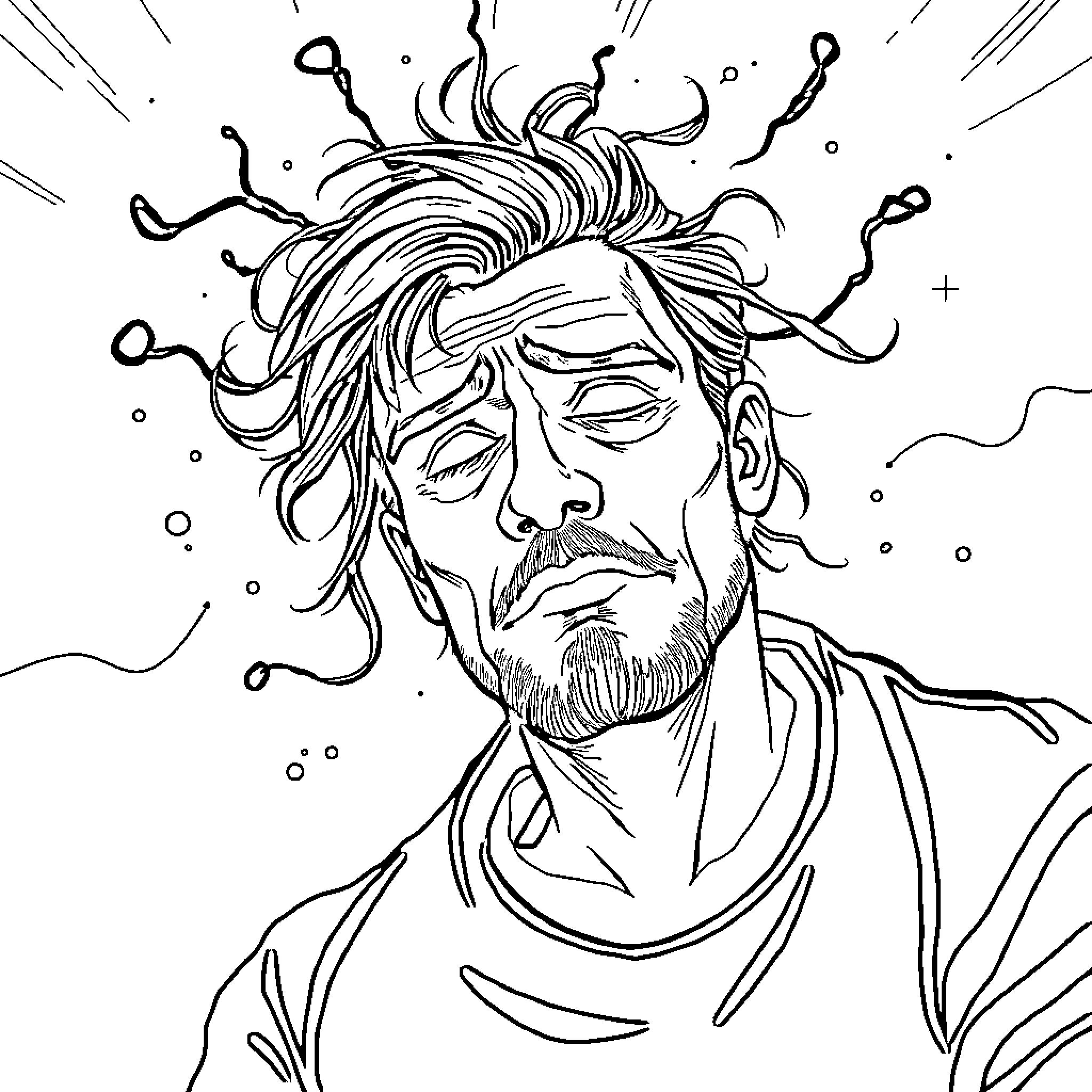 Brainrot: Chaotic expressions of a troubled mind Coloring Page (free black-and-white line drawing printable PDF for all, from beginners to advanced learners, including children, teens, adults, and seniors)