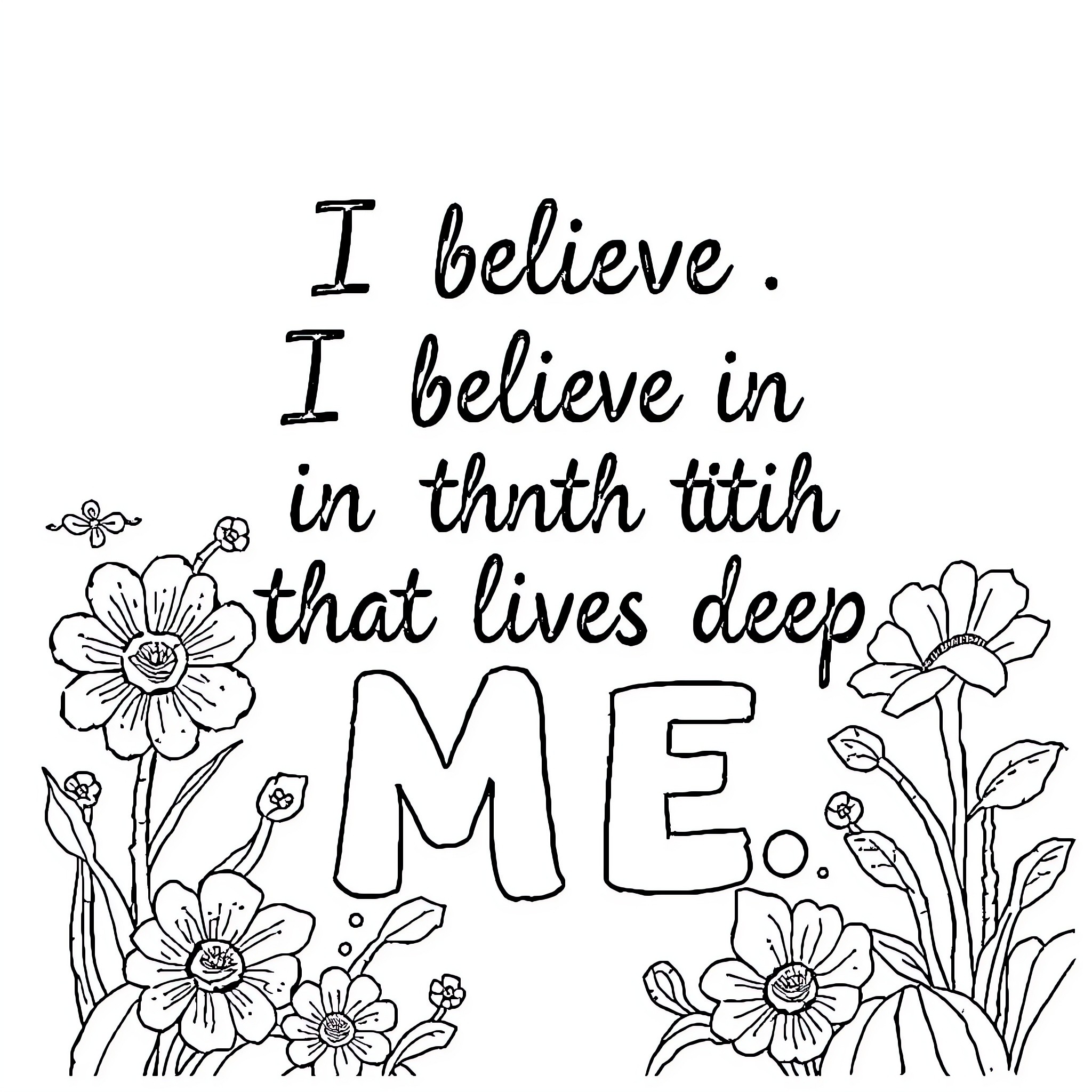 Truth in Belief and Self-Love Coloring Page (free black-and-white line drawing printable PDF for all, from beginners to advanced learners, including children, teens, adults, and seniors)
