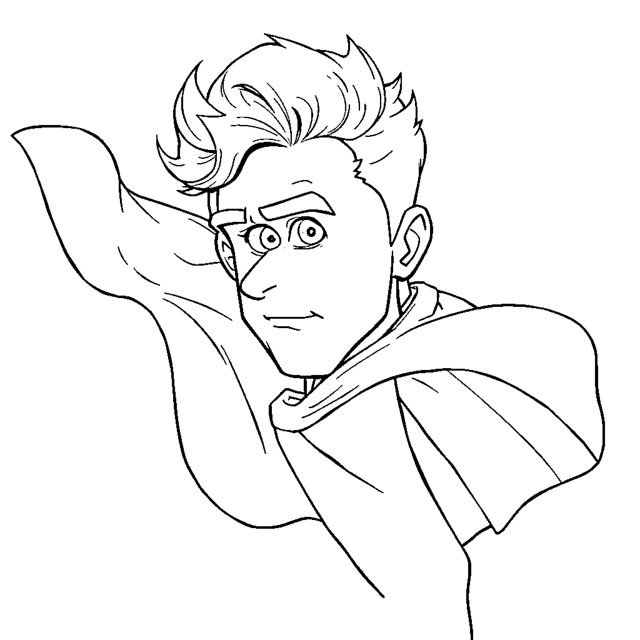 Hero in action with determination and courage Coloring Page (free black-and-white line drawing printable PDF for all, from beginners to advanced learners, including children, teens, adults, and seniors)