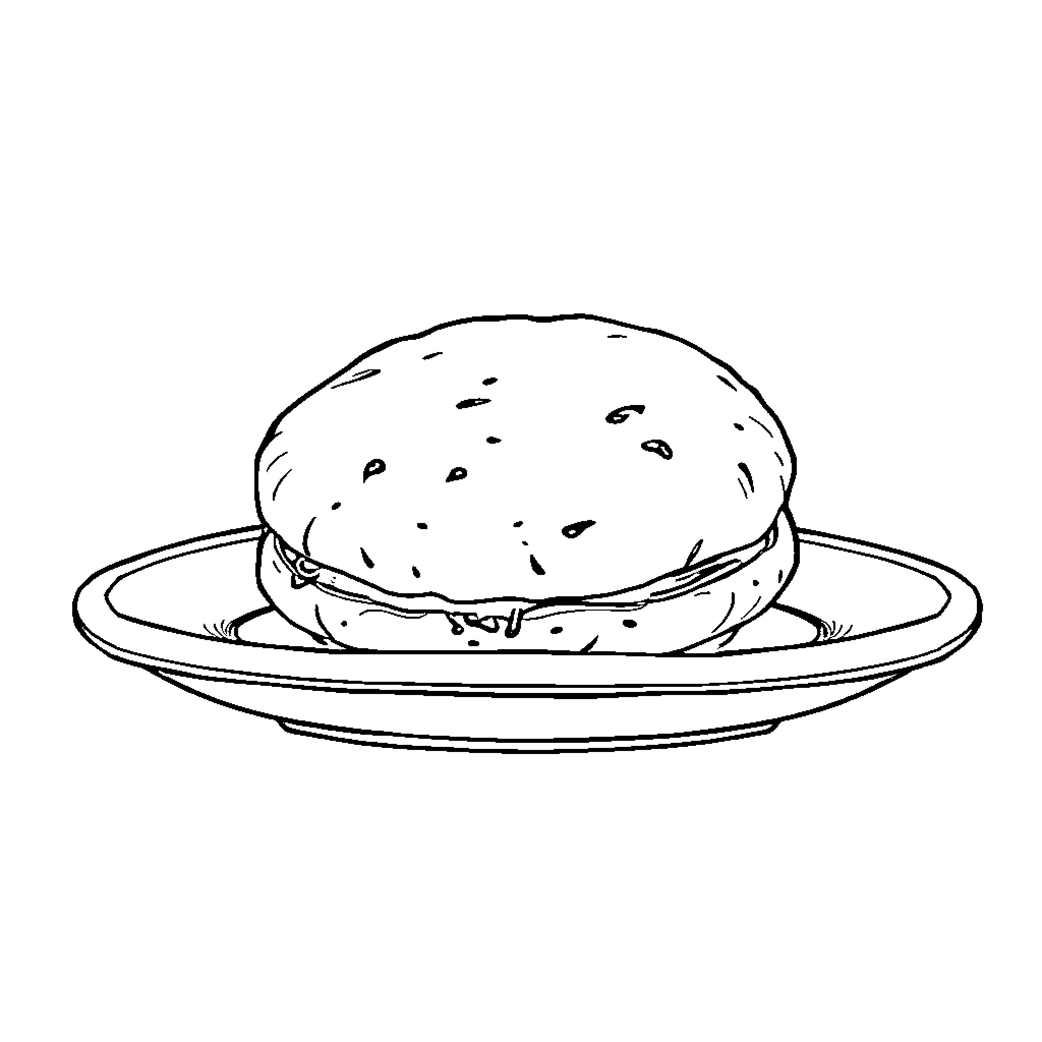 Cookie Served on a Plate Coloring Page (free black-and-white line drawing printable PDF for all, from beginners to advanced learners, including children, teens, adults, and seniors)