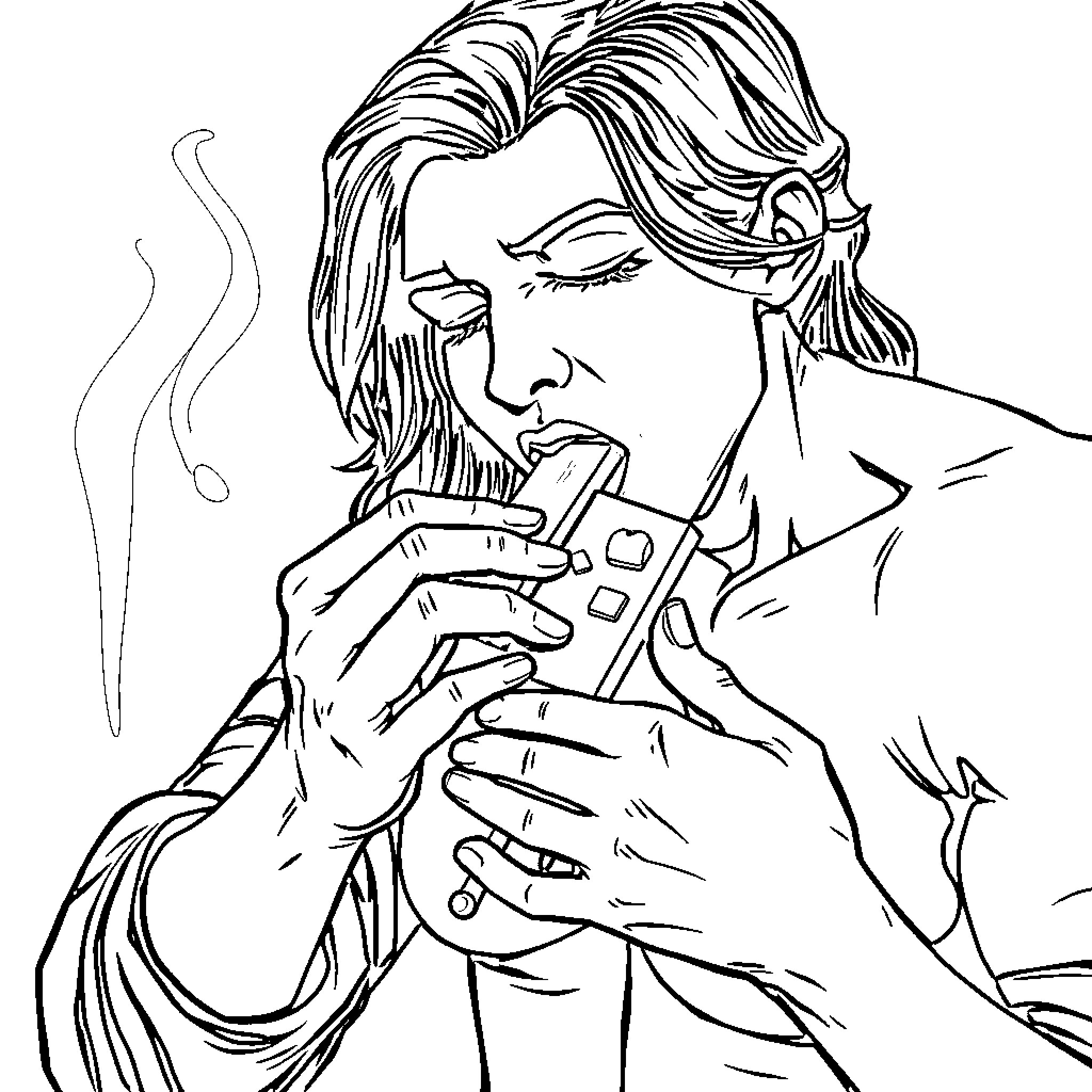 Chocolate dreams of a rock star Coloring Page (free black-and-white line drawing printable PDF for all, from beginners to advanced learners, including children, teens, adults, and seniors)