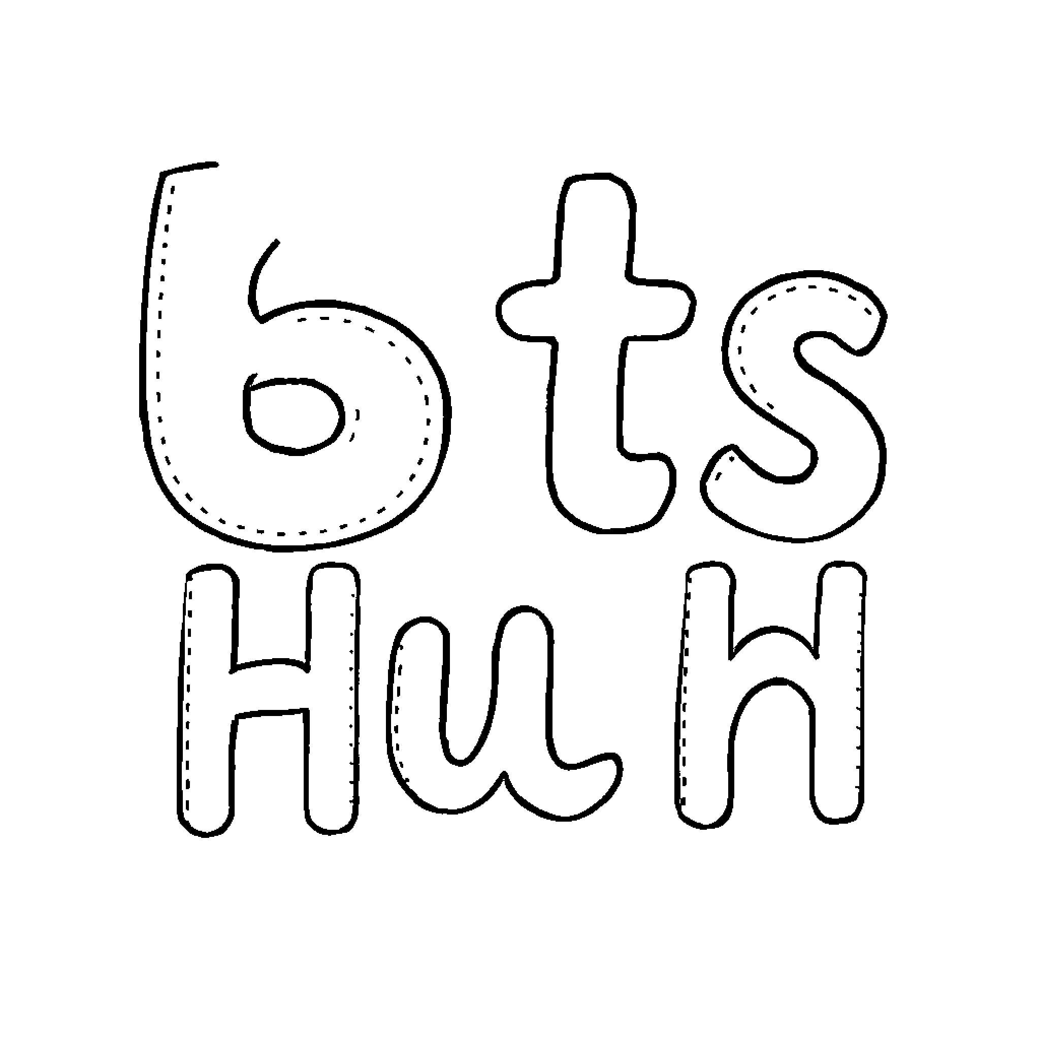 Letter Stitched Text Design Coloring Page (free black-and-white line drawing printable PDF for all, from beginners to advanced learners, including children, teens, adults, and seniors)