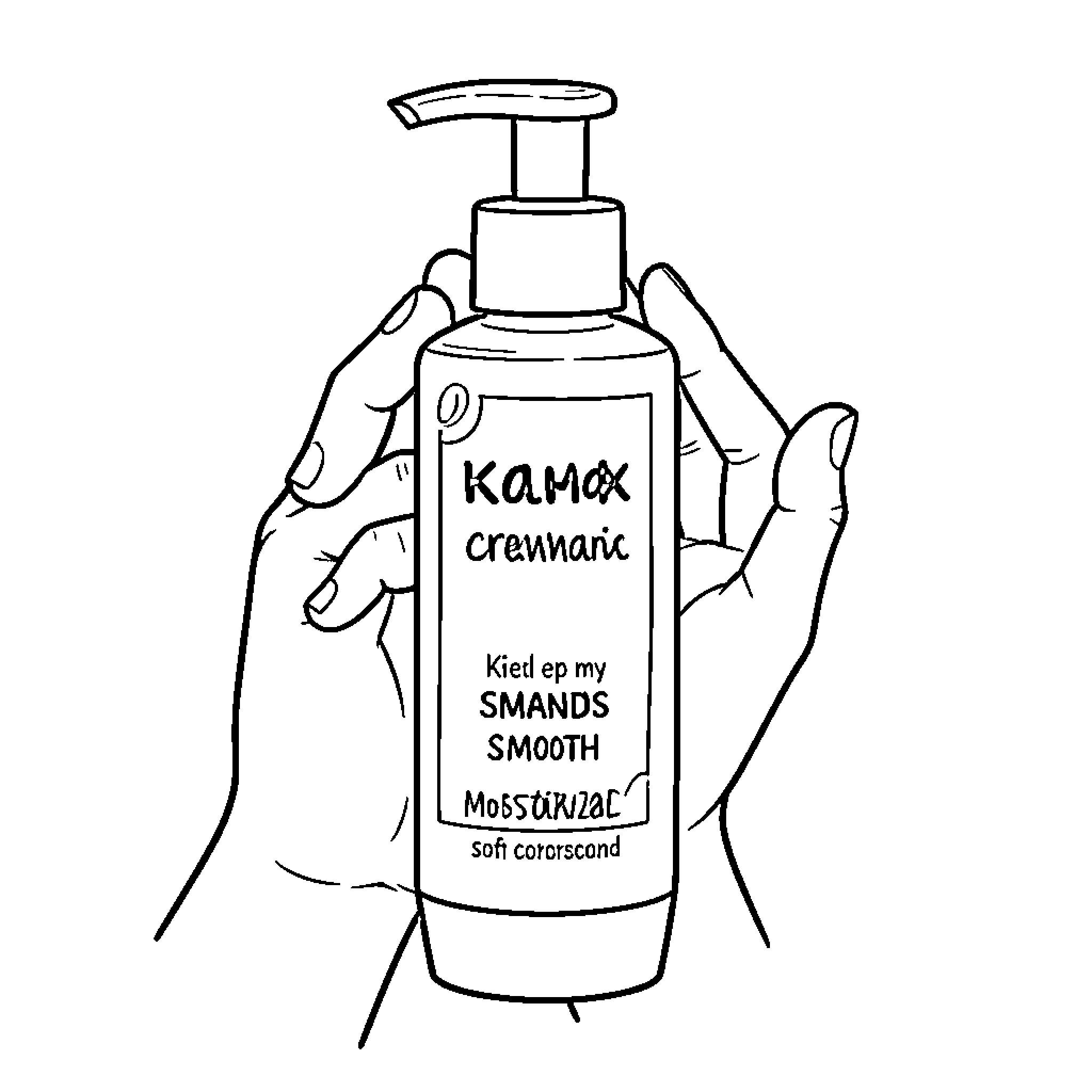Handcream for smooth hands Coloring Page (free black-and-white line drawing printable PDF for all, from beginners to advanced learners, including children, teens, adults, and seniors)