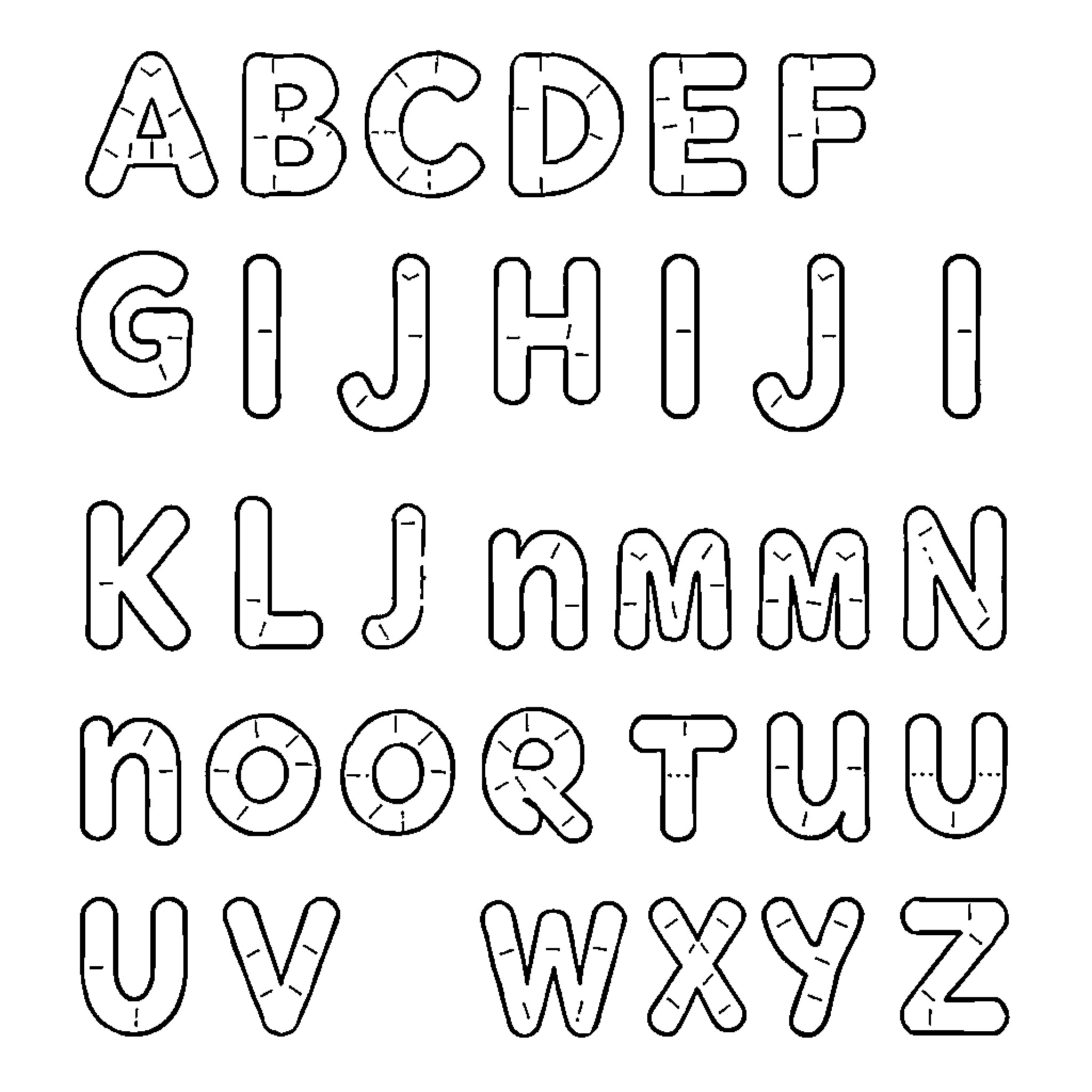Alphabet letters with abstract designs Coloring Page (free black-and-white line drawing printable PDF for all, from beginners to advanced learners, including children, teens, adults, and seniors)