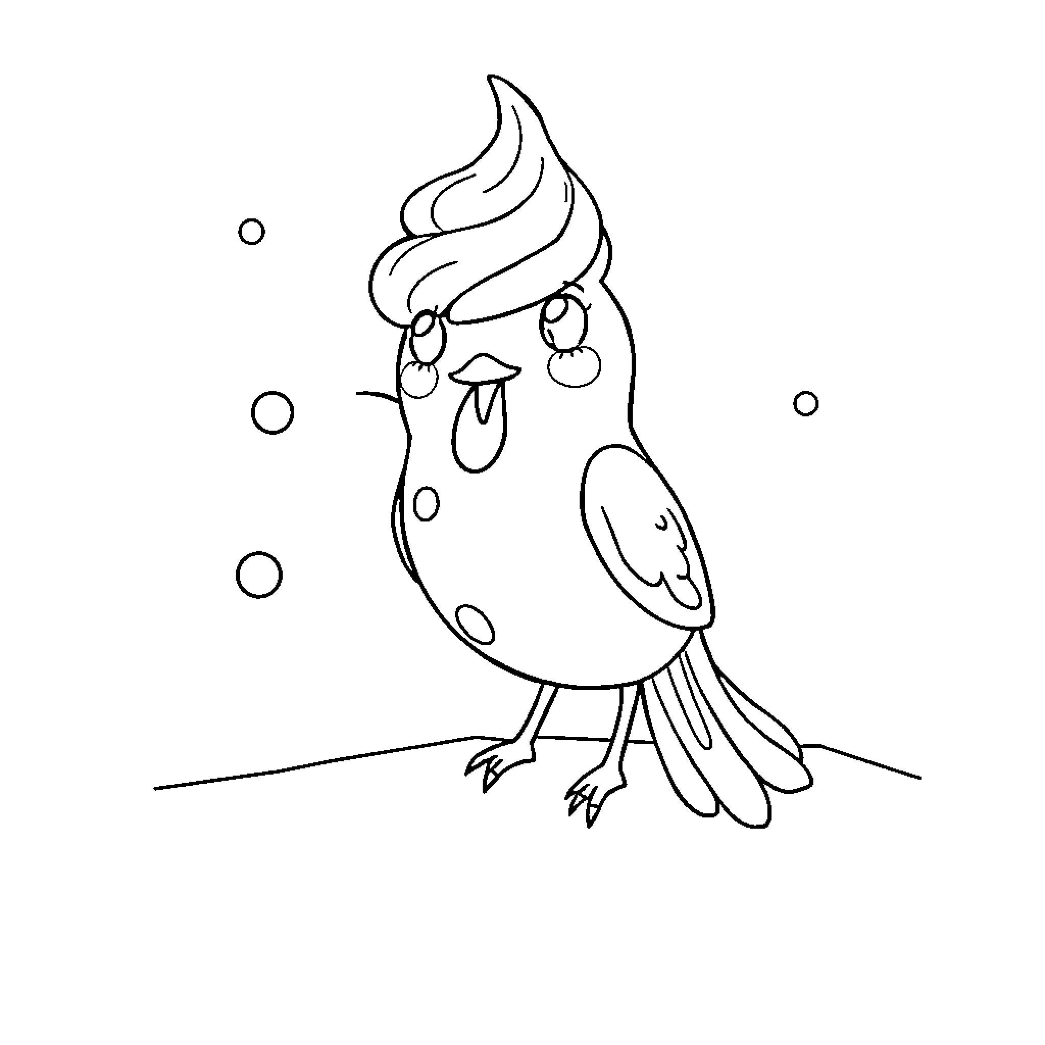 Axolotl bird with playful expression Coloring Page (free black-and-white line drawing printable PDF for all, from beginners to advanced learners, including children, teens, adults, and seniors)
