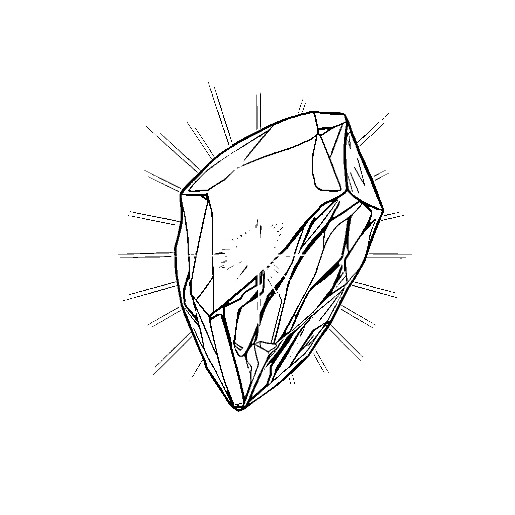 Emerald Gem Sparkling in the Light Coloring Page (free black-and-white line drawing printable PDF for all, from beginners to advanced learners, including children, teens, adults, and seniors)