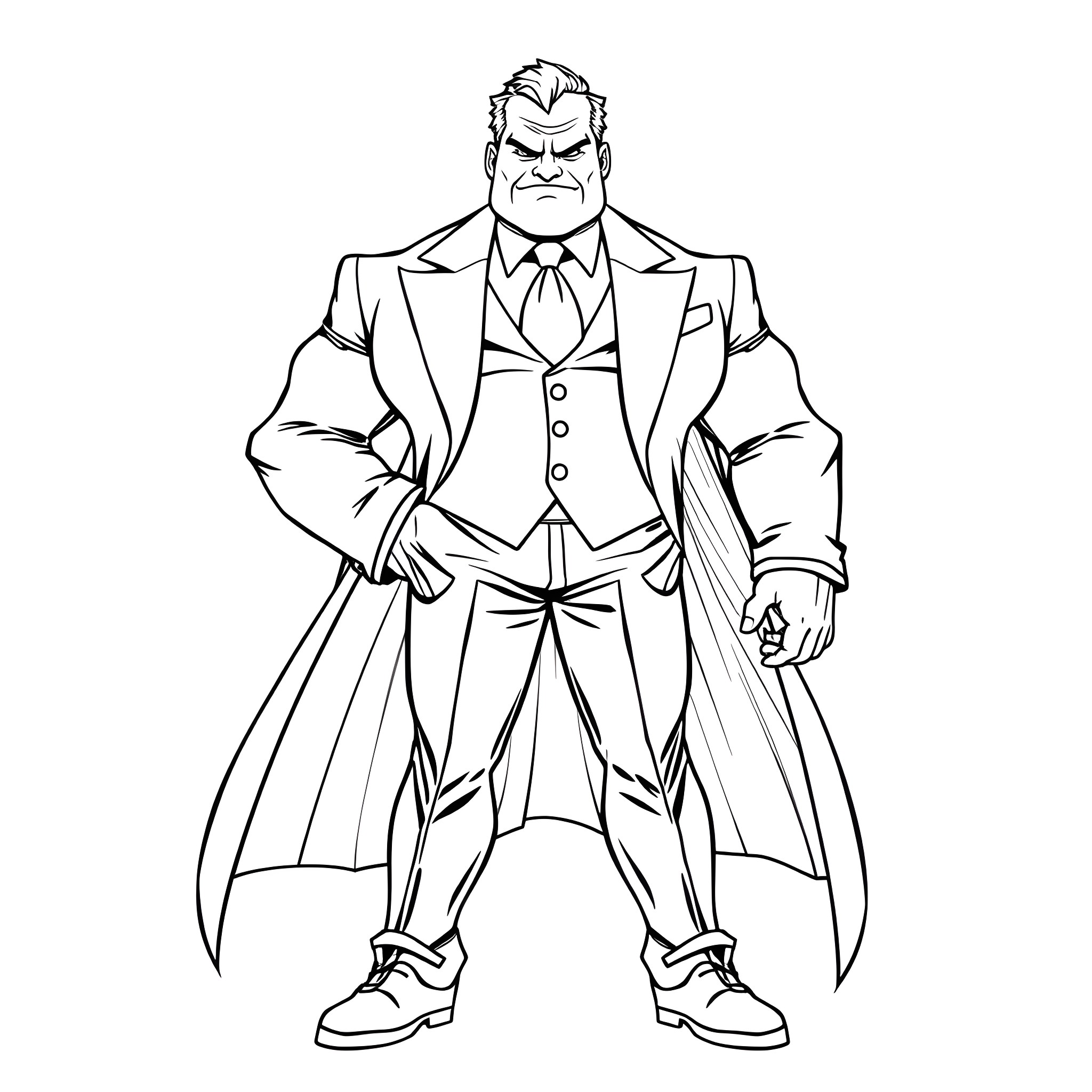 Riddler in a Menacing Suit Coloring Page (free black-and-white line drawing printable PDF for all, from beginners to advanced learners, including children, teens, adults, and seniors)