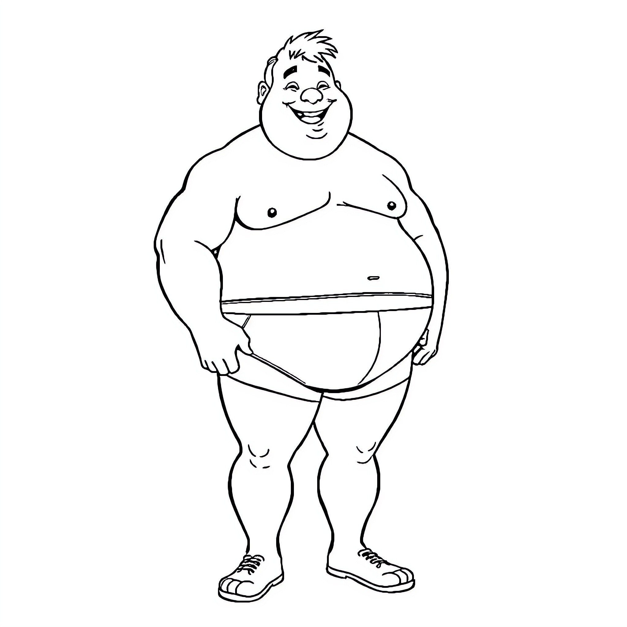 Guy with a big smile and casual outfit Coloring Page (free black-and-white line drawing printable PDF for all, from beginners to advanced learners, including children, teens, adults, and seniors)