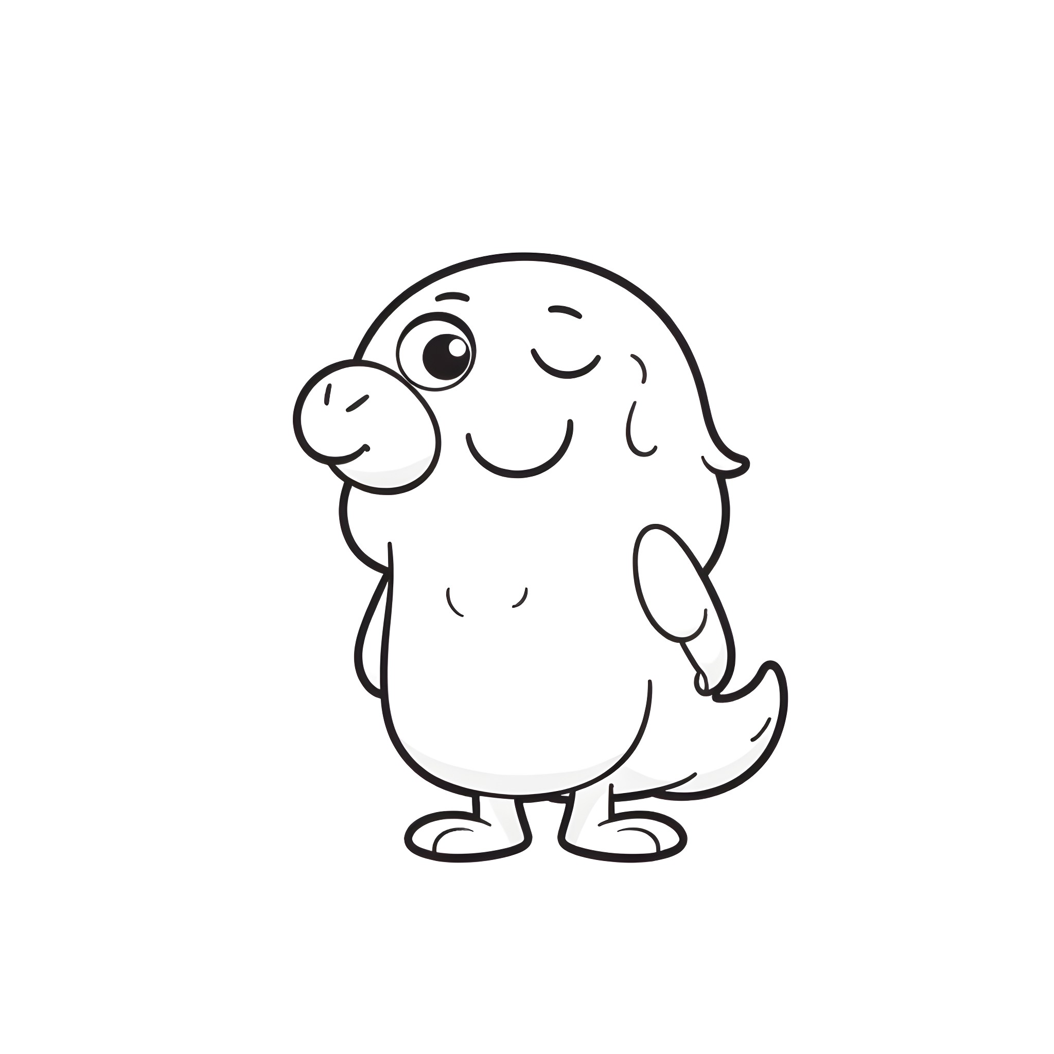 Pin Cartoon Character with Happy Expression Coloring Page (free black-and-white line drawing printable PDF for all, from beginners to advanced learners, including children, teens, adults, and seniors)