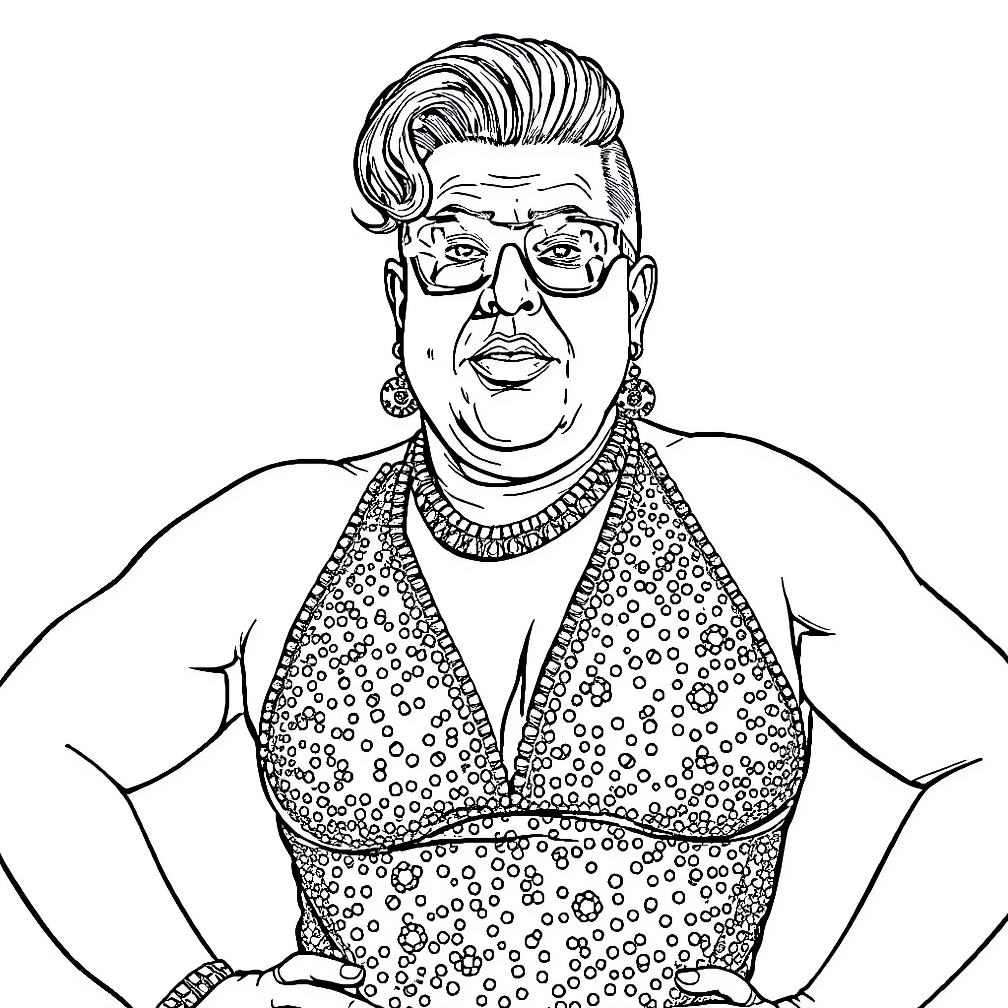 Michael Chiklis in striking pose with bold style Coloring Page (free black-and-white line drawing printable PDF for all, from beginners to advanced learners, including children, teens, adults, and seniors)