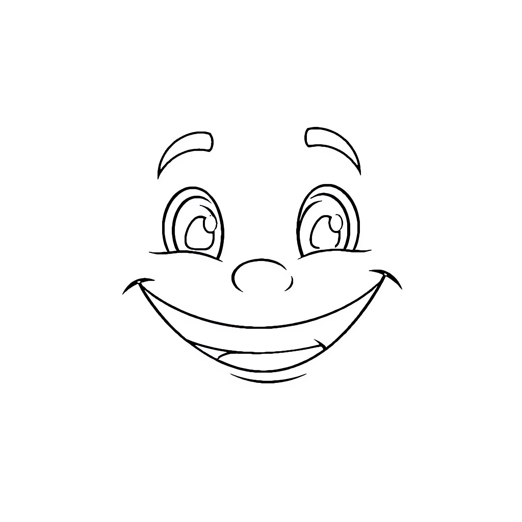 Smiley Face with Friendly Expression Coloring Page (free black-and-white line drawing printable PDF for all, from beginners to advanced learners, including children, teens, adults, and seniors)