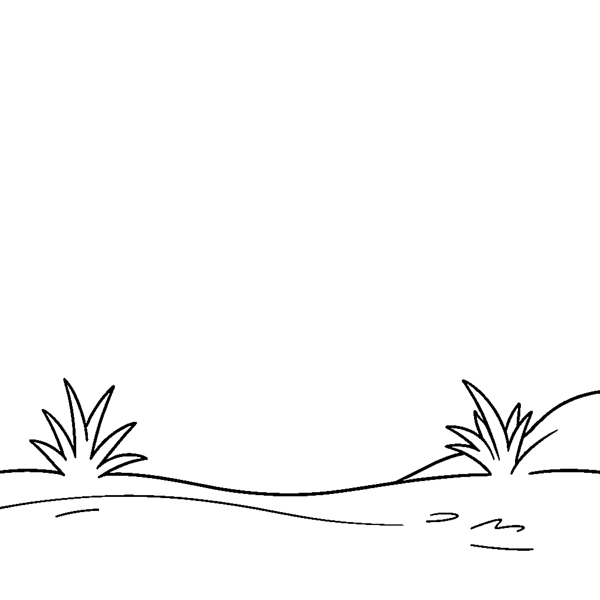Border featuring simple grass tufts on a hill Coloring Page (free black-and-white line drawing printable PDF for all, from beginners to advanced learners, including children, teens, adults, and seniors)