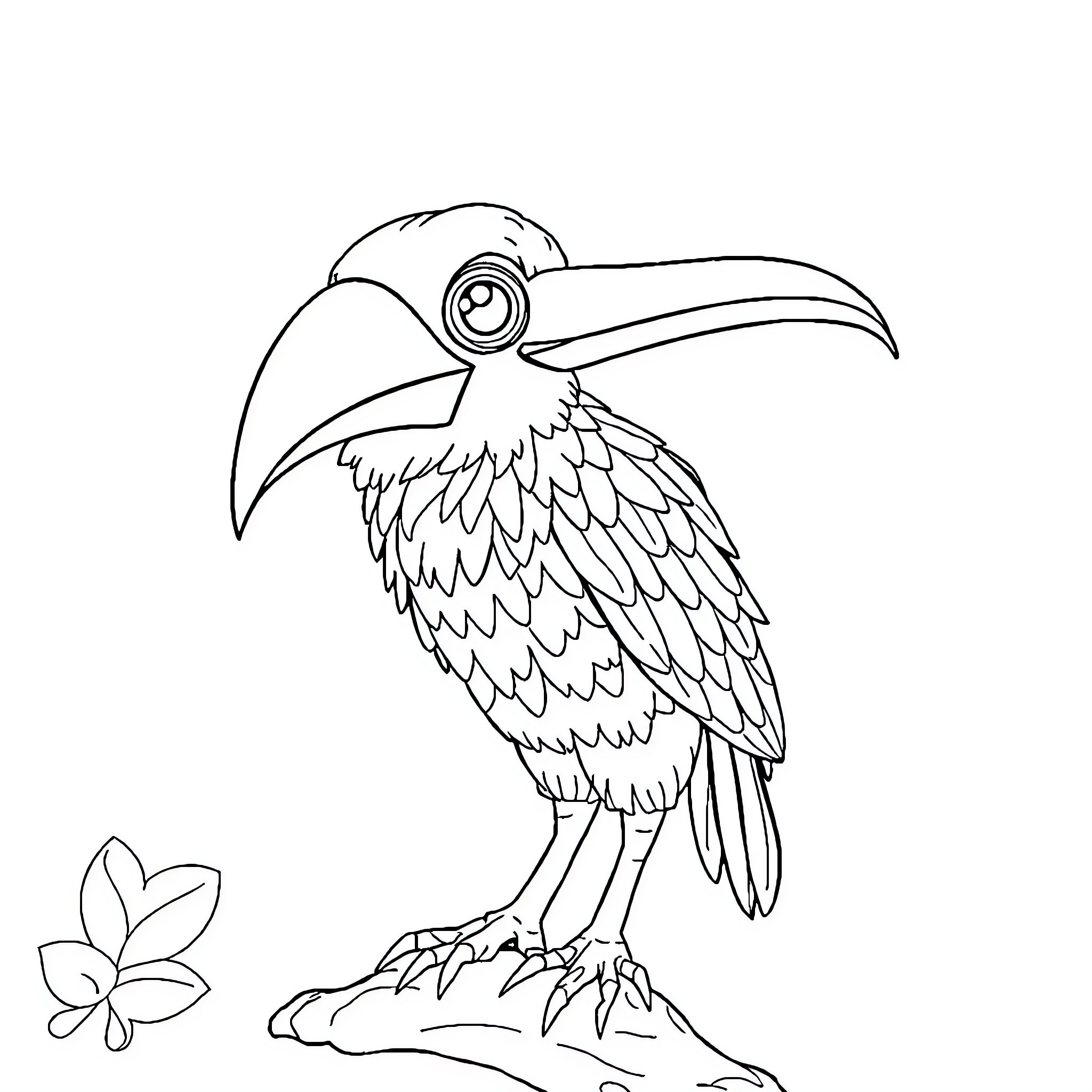 Rabbit-like bird resting in the wilderness Coloring Page (free black-and-white line drawing printable PDF for all, from beginners to advanced learners, including children, teens, adults, and seniors)