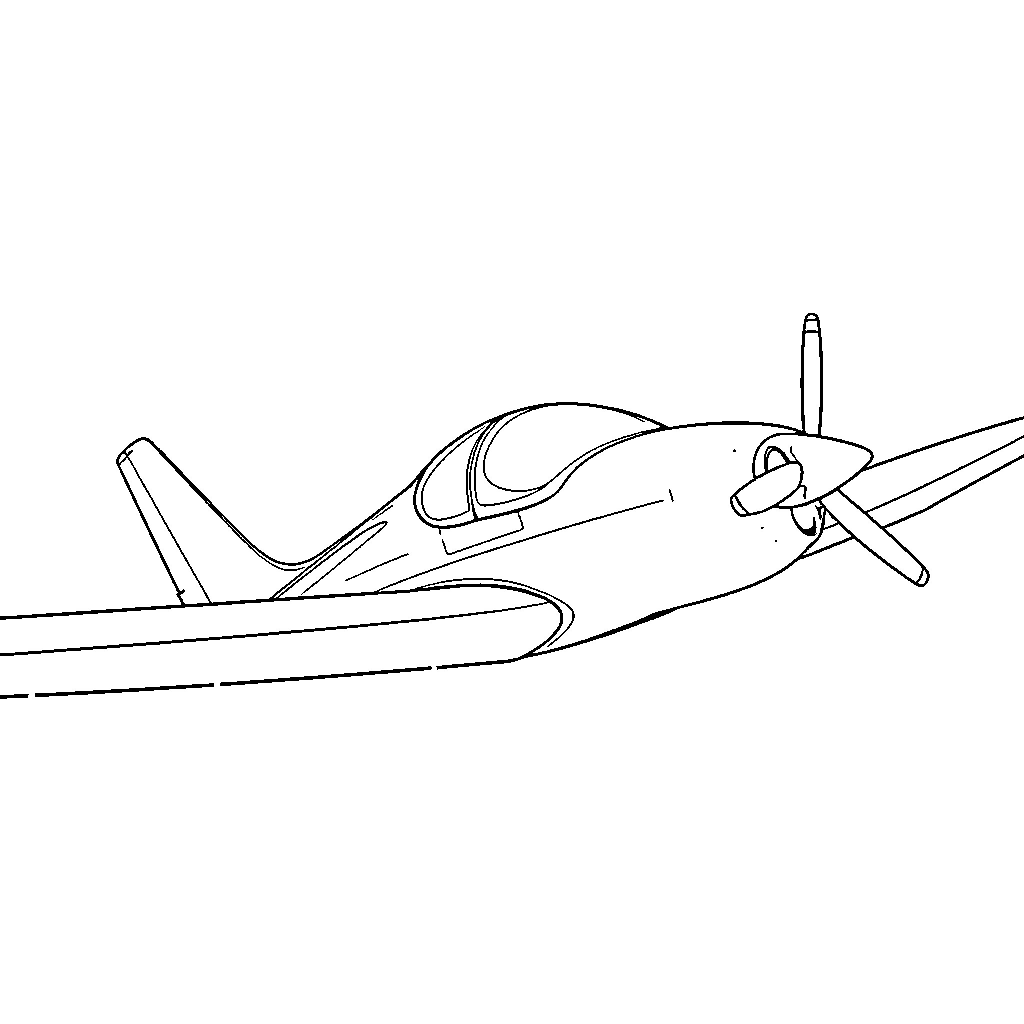CFI Airplane in Minimalist Sketch Coloring Page (free black-and-white line drawing printable PDF for all, from beginners to advanced learners, including children, teens, adults, and seniors)