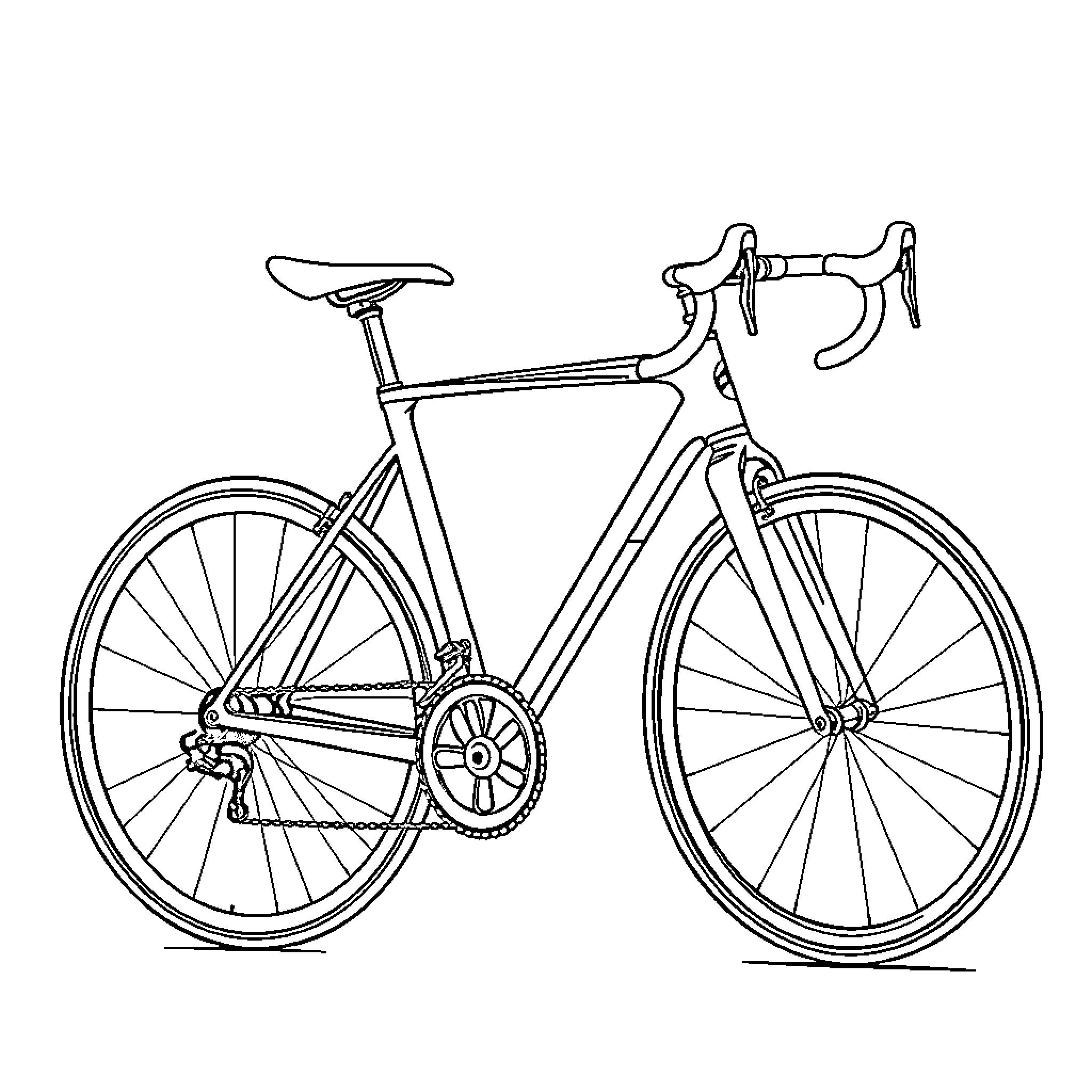 Racercykel speeding through the road Coloring Page (free black-and-white line drawing printable PDF for all, from beginners to advanced learners, including children, teens, adults, and seniors)