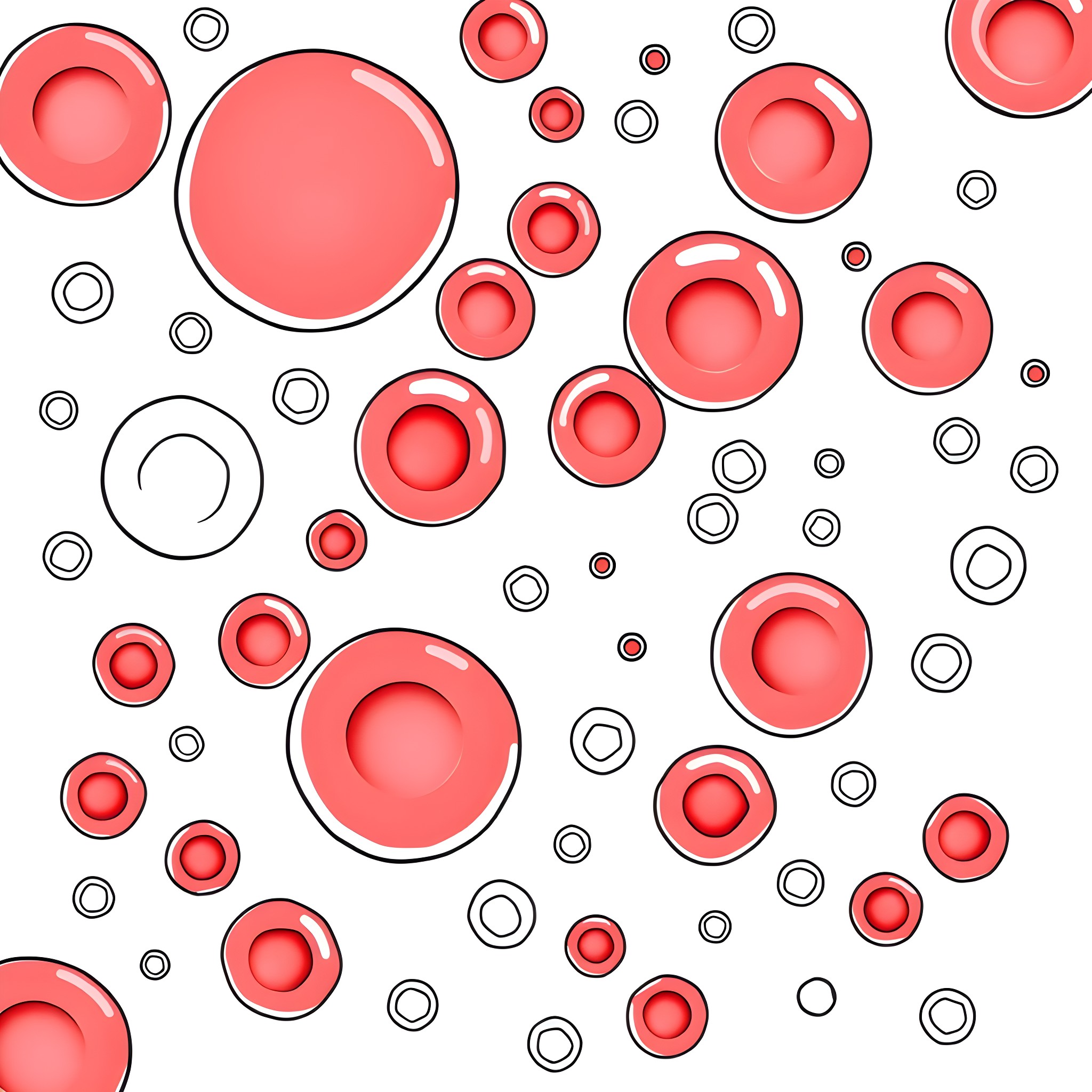 Células abstratas em formas circulares Coloring Page (free black-and-white line drawing printable PDF for all, from beginners to advanced learners, including children, teens, adults, and seniors)