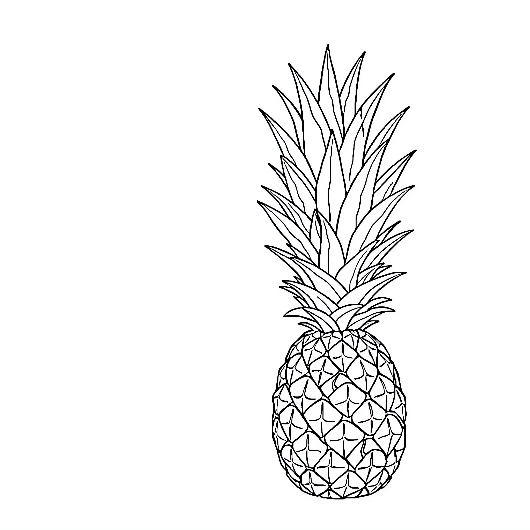 Pineapple illustration with geometric pattern Coloring Page (free black-and-white line drawing printable PDF for all, from beginners to advanced learners, including children, teens, adults, and seniors)