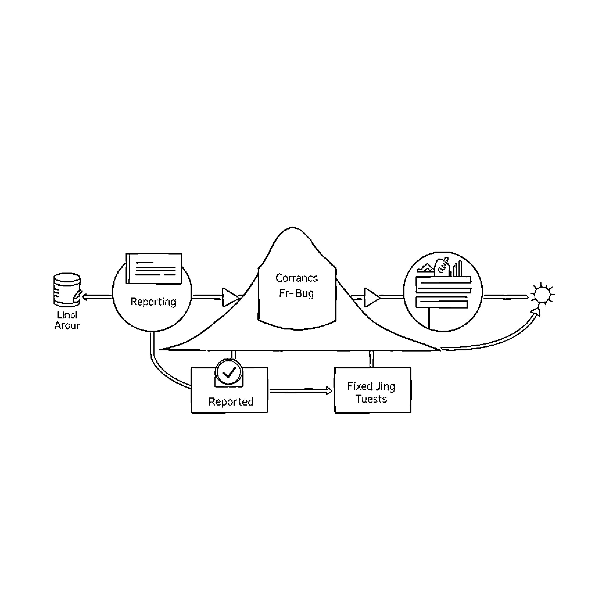 Jira Workflow with Reporting and Bug Tracking Coloring Page (free black-and-white line drawing printable PDF for all, from beginners to advanced learners, including children, teens, adults, and seniors)
