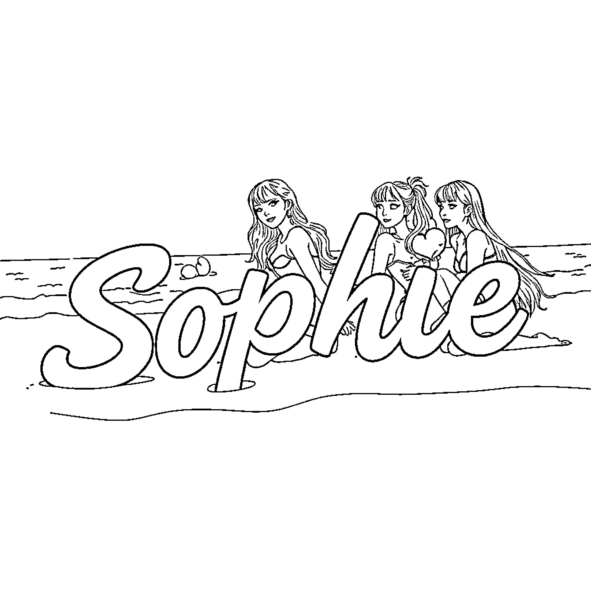 Guerrera Enjoying Beach Time with Friends Coloring Page (free black-and-white line drawing printable PDF for all, from beginners to advanced learners, including children, teens, adults, and seniors)