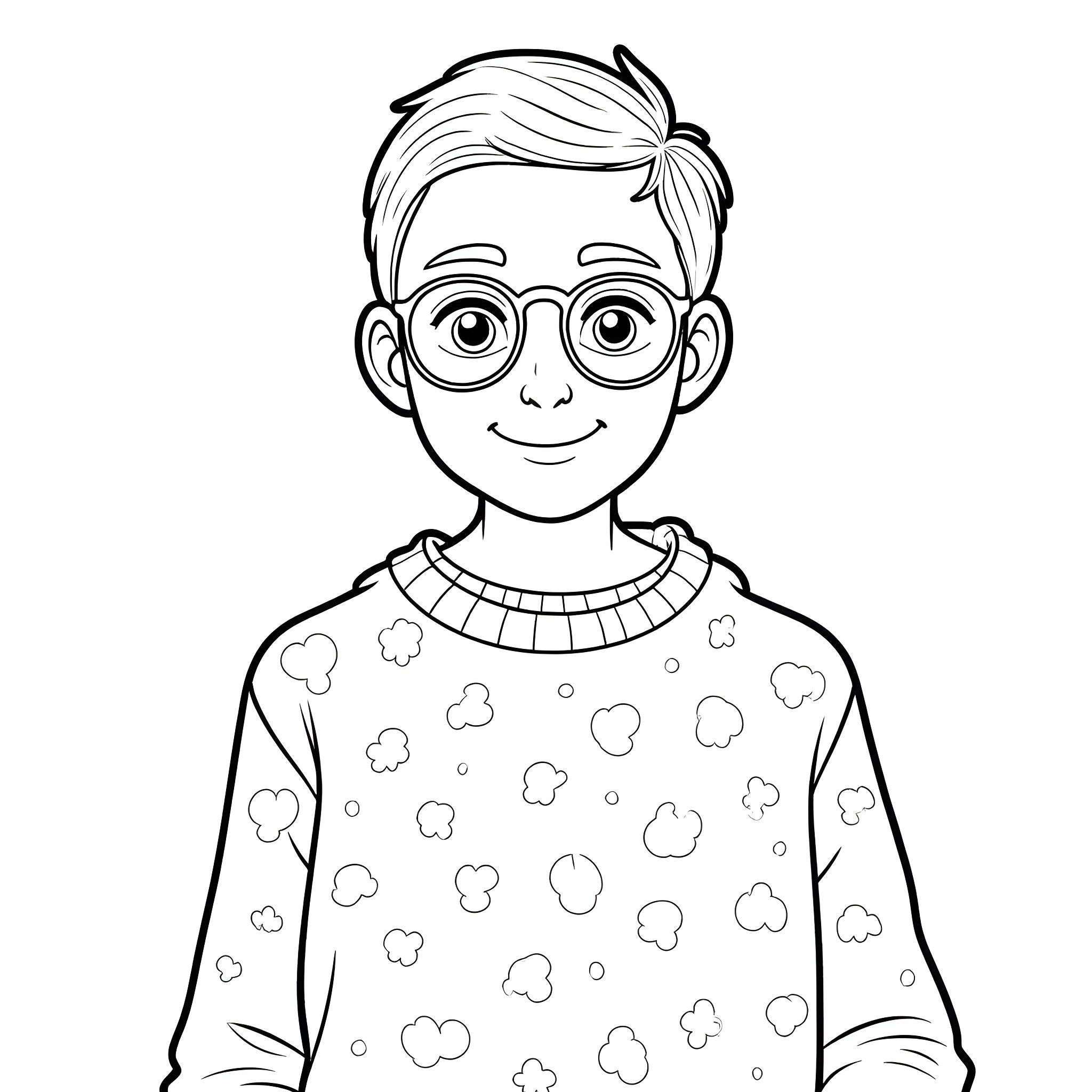 Alexander Siamatas in a cheerful and whimsical outfit Coloring Page (free black-and-white line drawing printable PDF for all, from beginners to advanced learners, including children, teens, adults, and seniors)