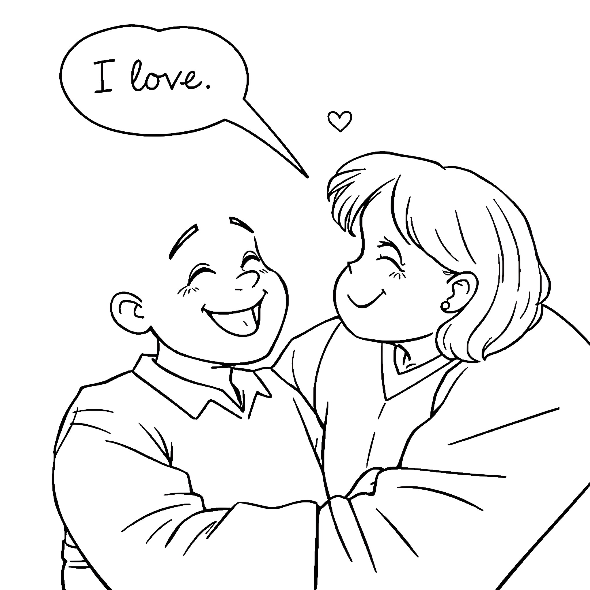 Daddy's Tender Embrace Coloring Page (free black-and-white line drawing printable PDF for all, from beginners to advanced learners, including children, teens, adults, and seniors)