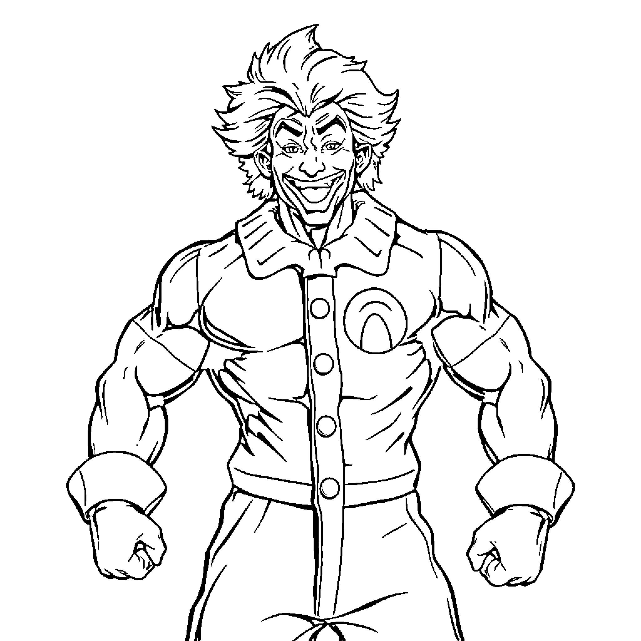 Ronald McDonald posing in an intimidating manner Coloring Page (free black-and-white line drawing printable PDF for all, from beginners to advanced learners, including children, teens, adults, and seniors)