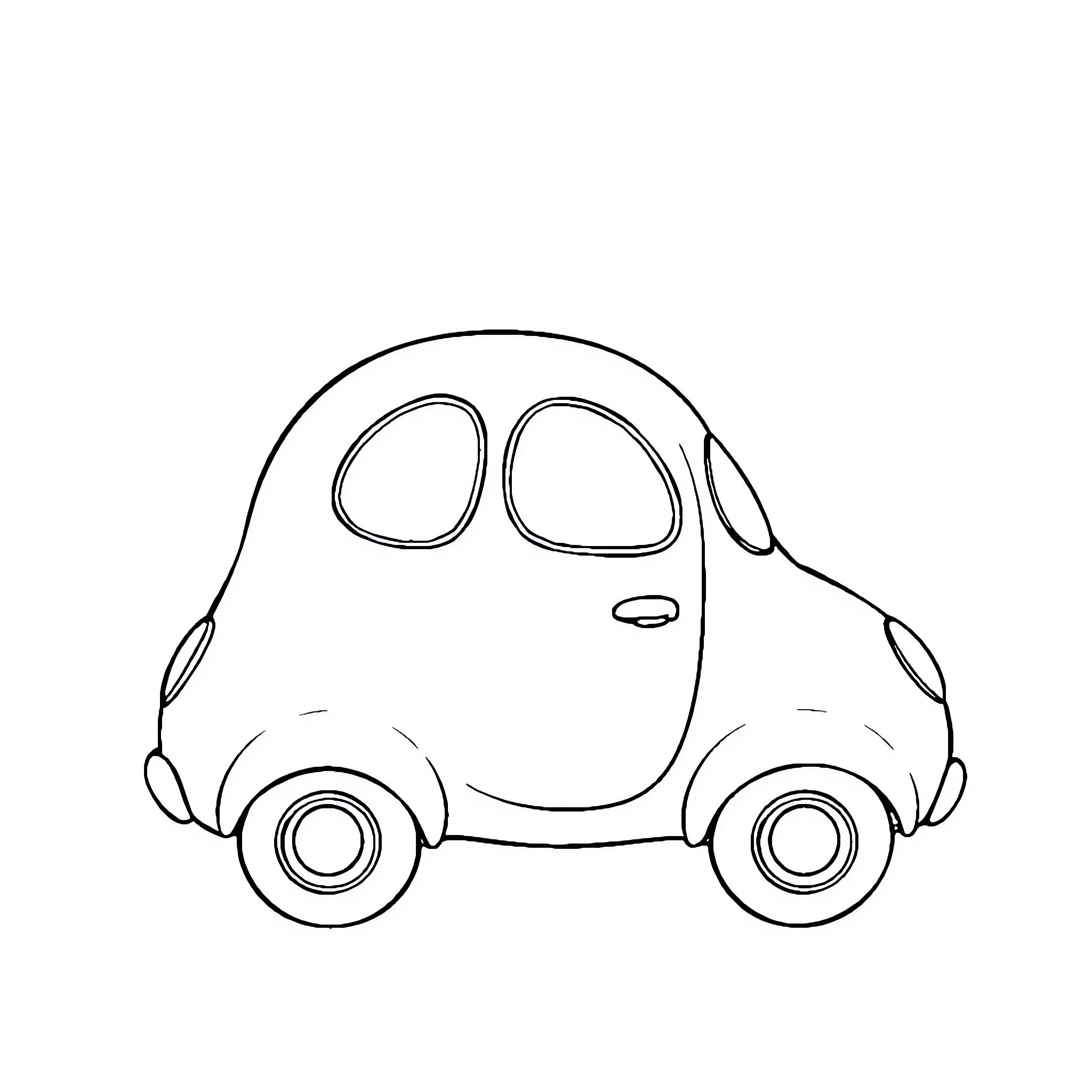 Peanut Car with Playful Design Coloring Page (free black-and-white line drawing printable PDF for all, from beginners to advanced learners, including children, teens, adults, and seniors)