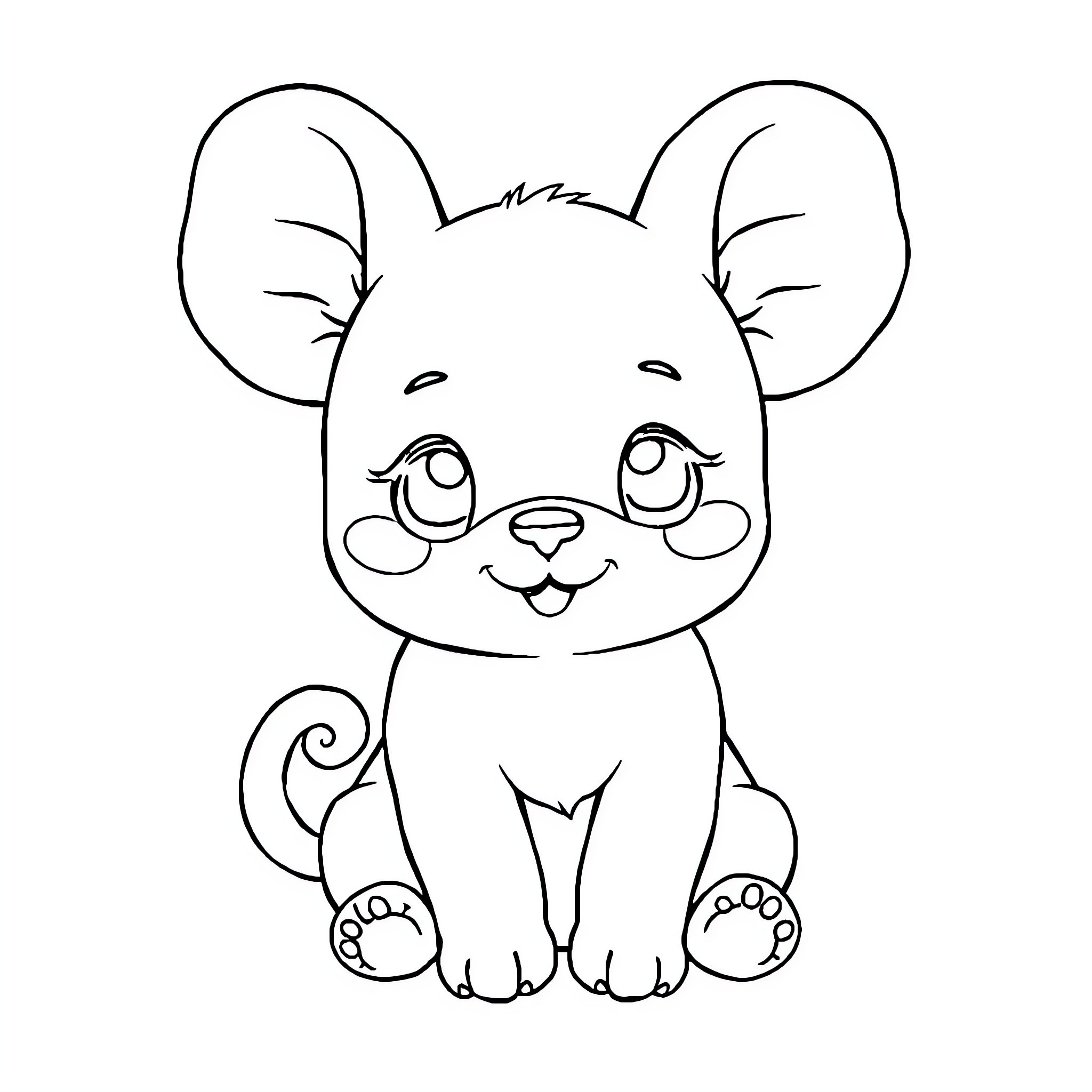 Cinnamoroll smiling happily in a simple sketch Coloring Page (free black-and-white line drawing printable PDF for all, from beginners to advanced learners, including children, teens, adults, and seniors)