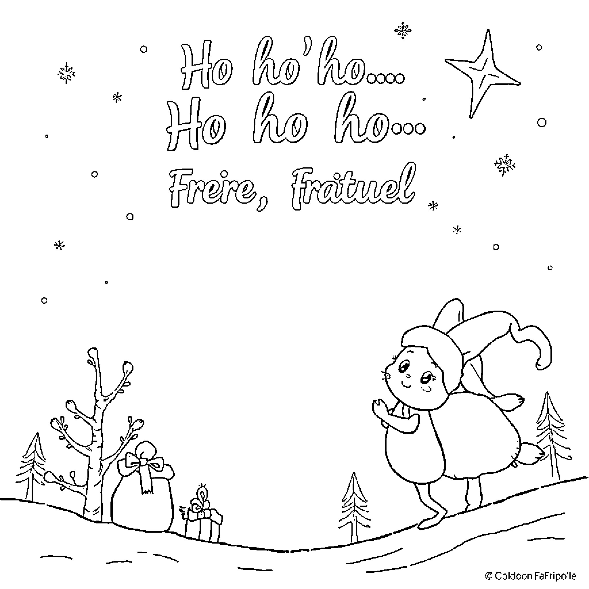 Elf joyfully celebrating the holidays Coloring Page (free black-and-white line drawing printable PDF for all, from beginners to advanced learners, including children, teens, adults, and seniors)