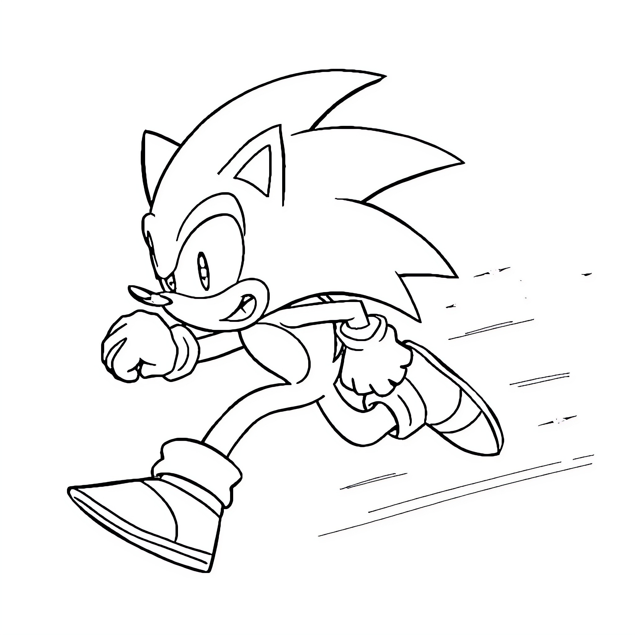 Sonic racing swiftly through the environment Coloring Page (free black-and-white line drawing printable PDF for all, from beginners to advanced learners, including children, teens, adults, and seniors)