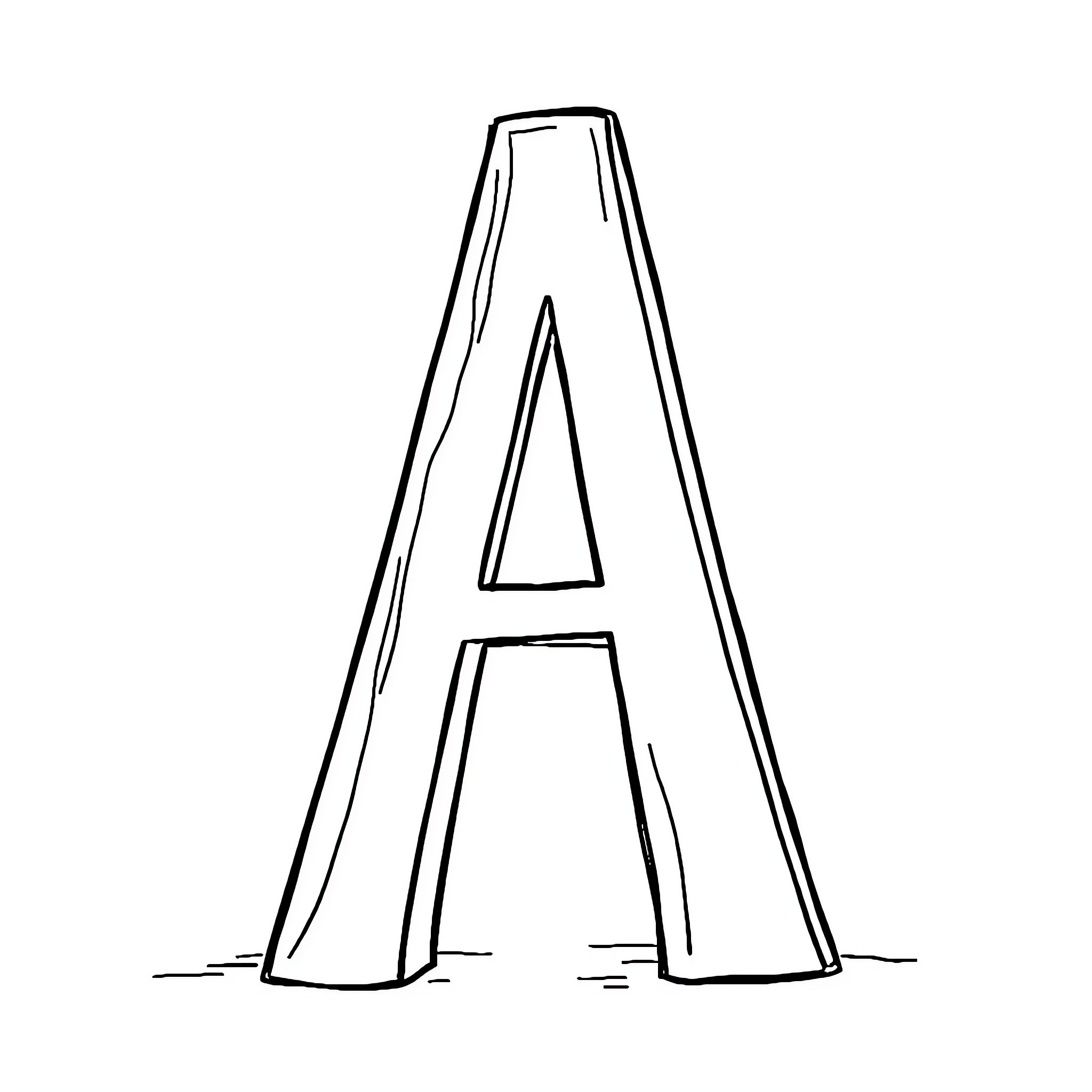 Letter A in bold outline Coloring Page (free black-and-white line drawing printable PDF for all, from beginners to advanced learners, including children, teens, adults, and seniors)