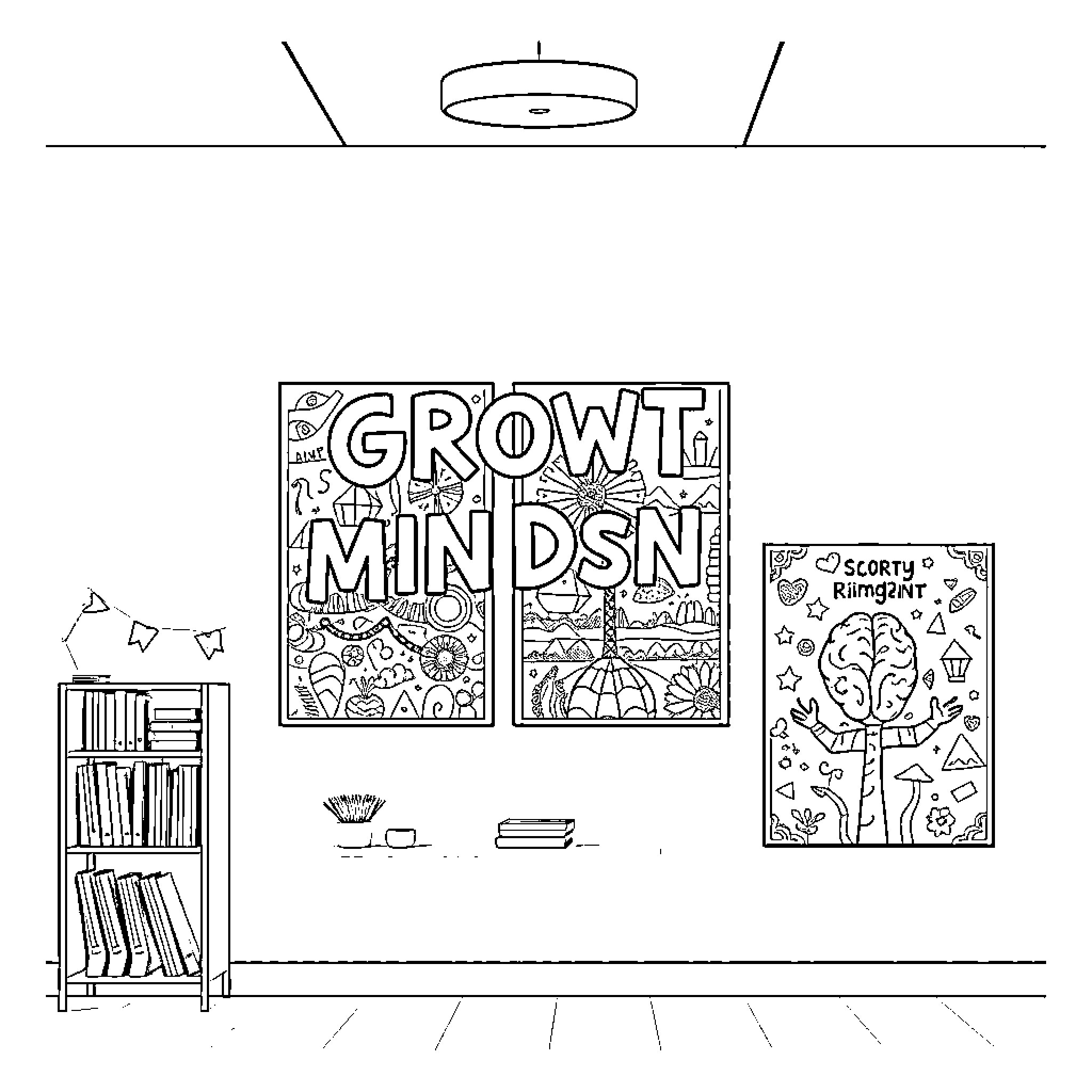 Mindset of Growth and Learning Coloring Page (free black-and-white line drawing printable PDF for all, from beginners to advanced learners, including children, teens, adults, and seniors)