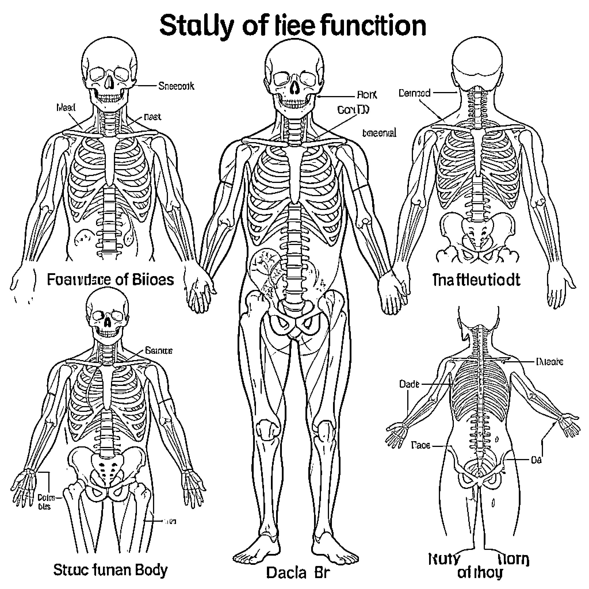 Anatomy study of human skeletal and muscular systems Coloring Page (free black-and-white line drawing printable PDF for all, from beginners to advanced learners, including children, teens, adults, and seniors)