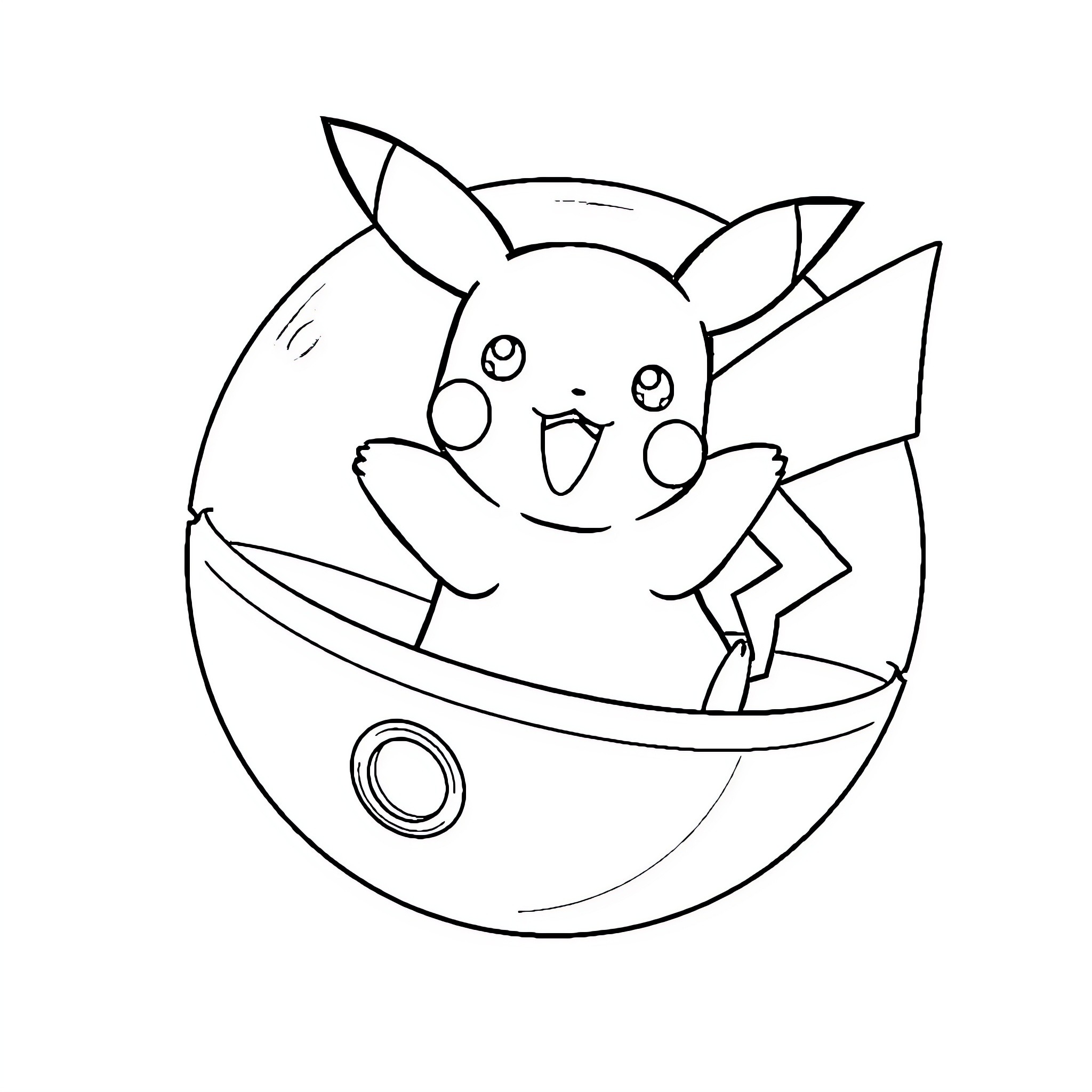 Pikachu hatching from an egg Coloring Page (free black-and-white line drawing printable PDF for all, from beginners to advanced learners, including children, teens, adults, and seniors)