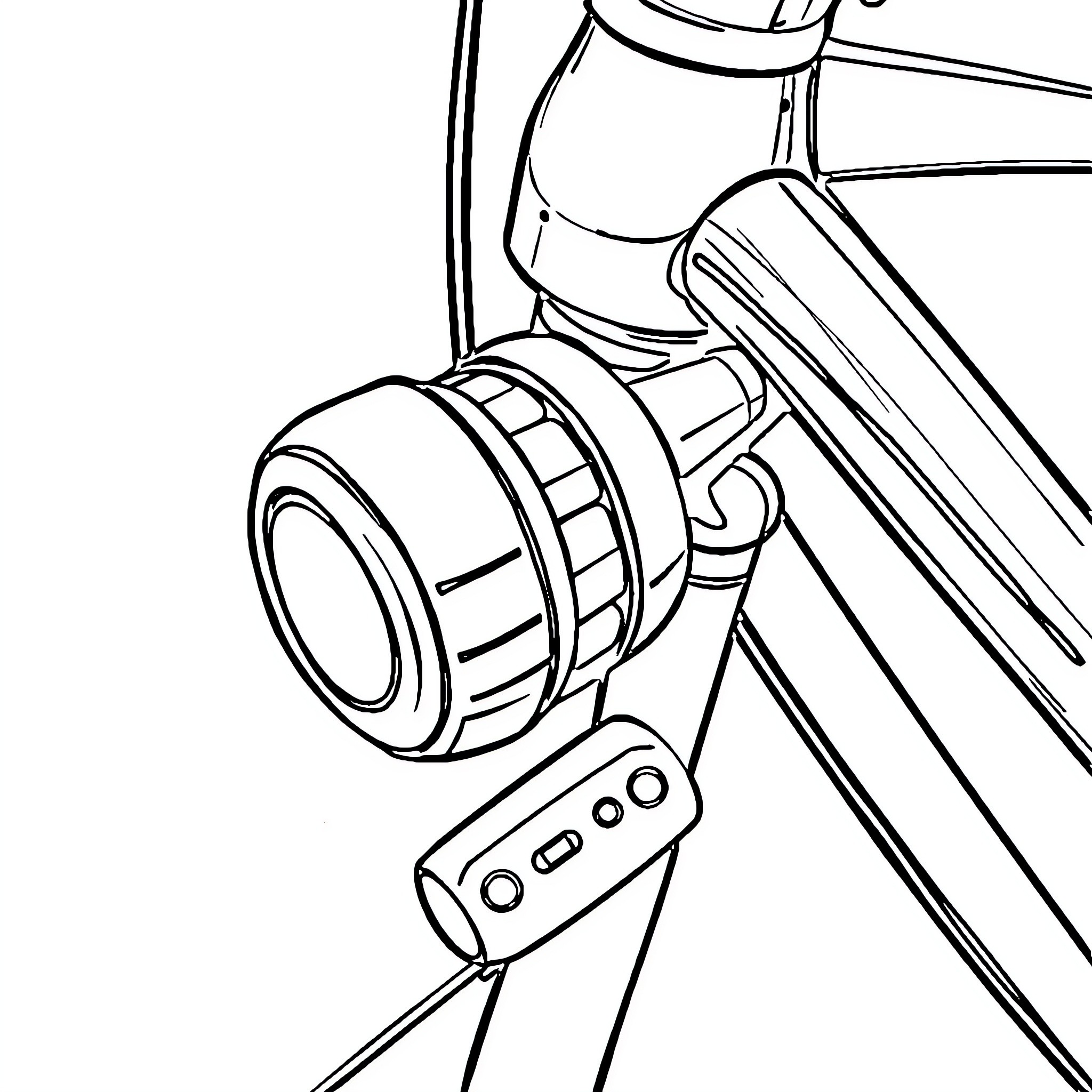 Bike with mounted camera and controls Coloring Page (free black-and-white line drawing printable PDF for all, from beginners to advanced learners, including children, teens, adults, and seniors)