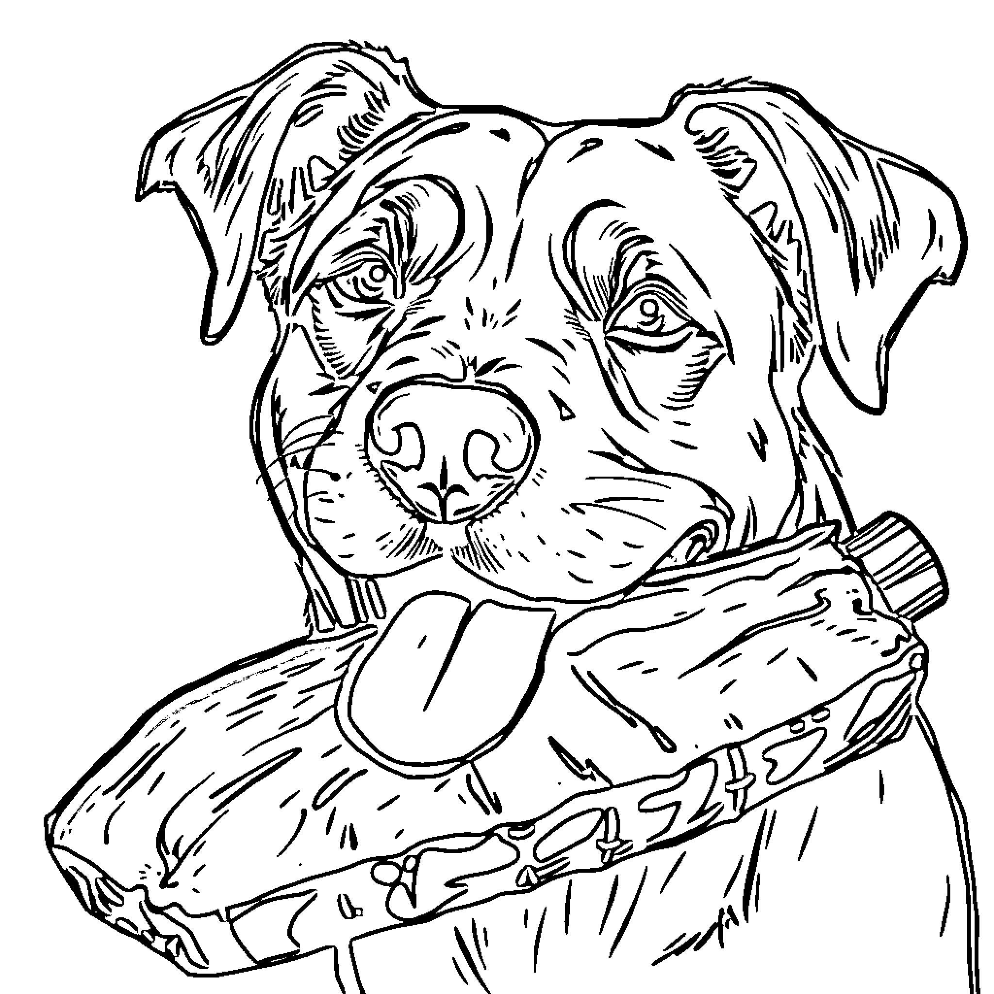 Dog Playfully Chewing on Shoe Coloring Page (free black-and-white line drawing printable PDF for all, from beginners to advanced learners, including children, teens, adults, and seniors)