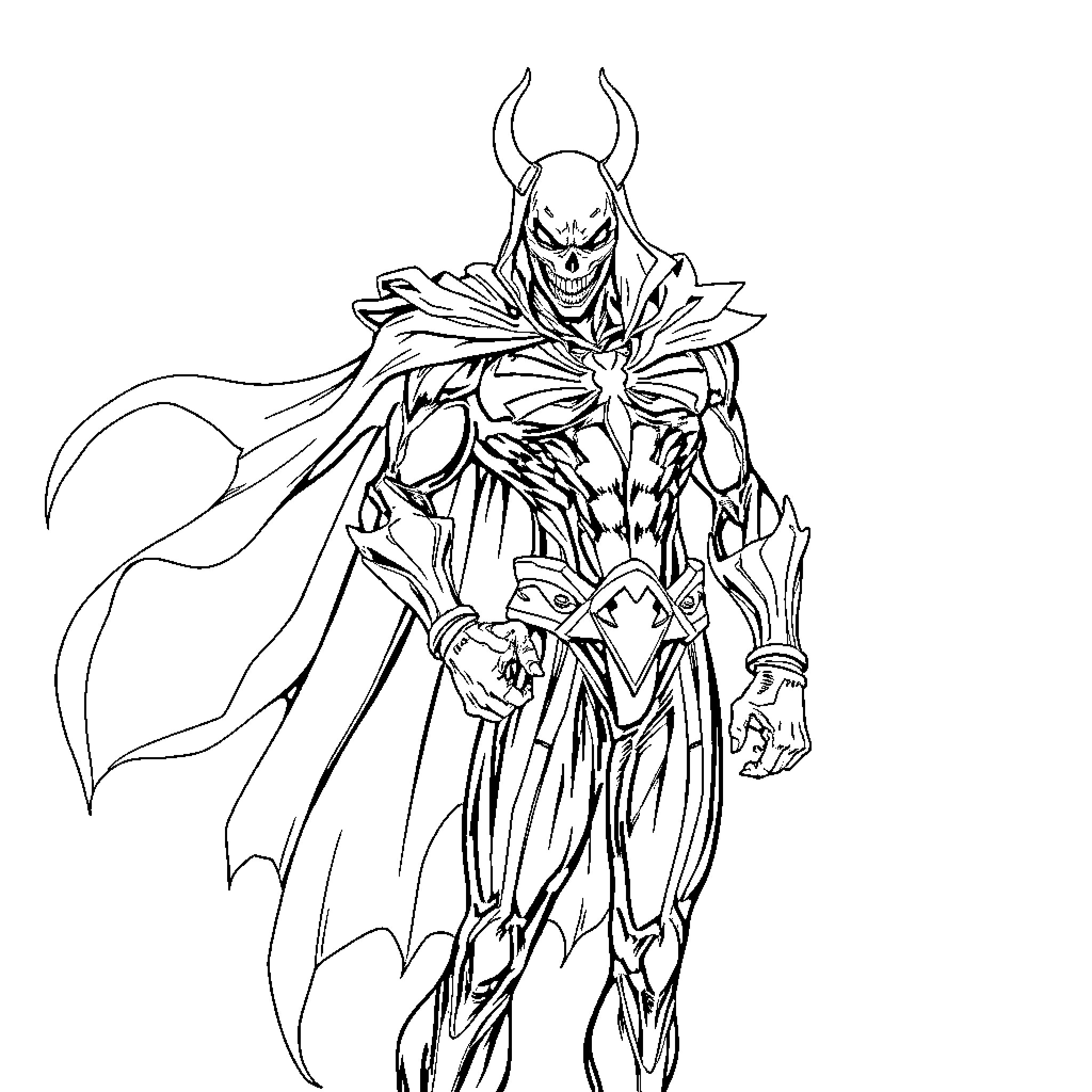 Spawn of a Fearsome Warrior Coloring Page (free black-and-white line drawing printable PDF for all, from beginners to advanced learners, including children, teens, adults, and seniors)