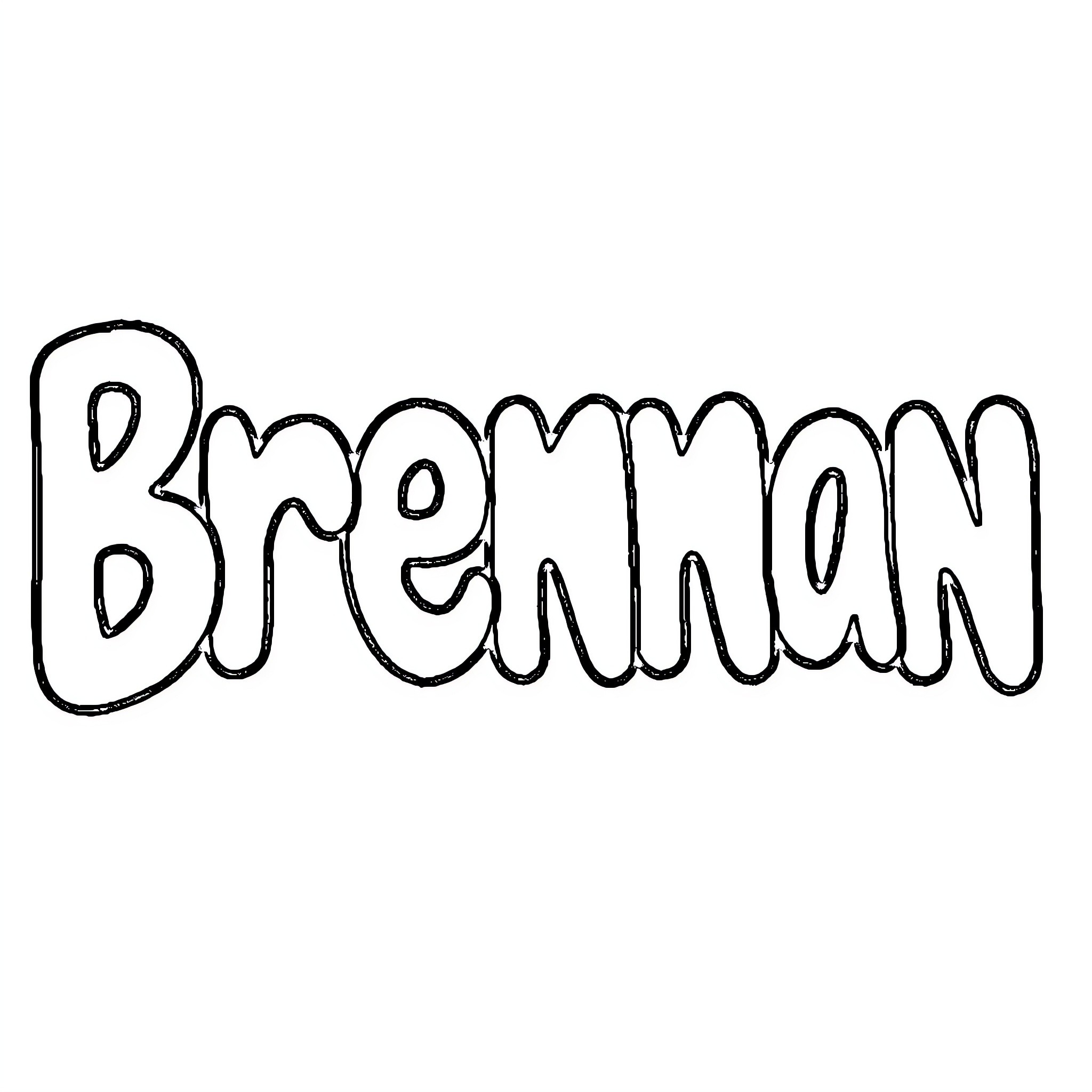 Brennan's Unique Handwritten Name Coloring Page (free black-and-white line drawing printable PDF for all, from beginners to advanced learners, including children, teens, adults, and seniors)