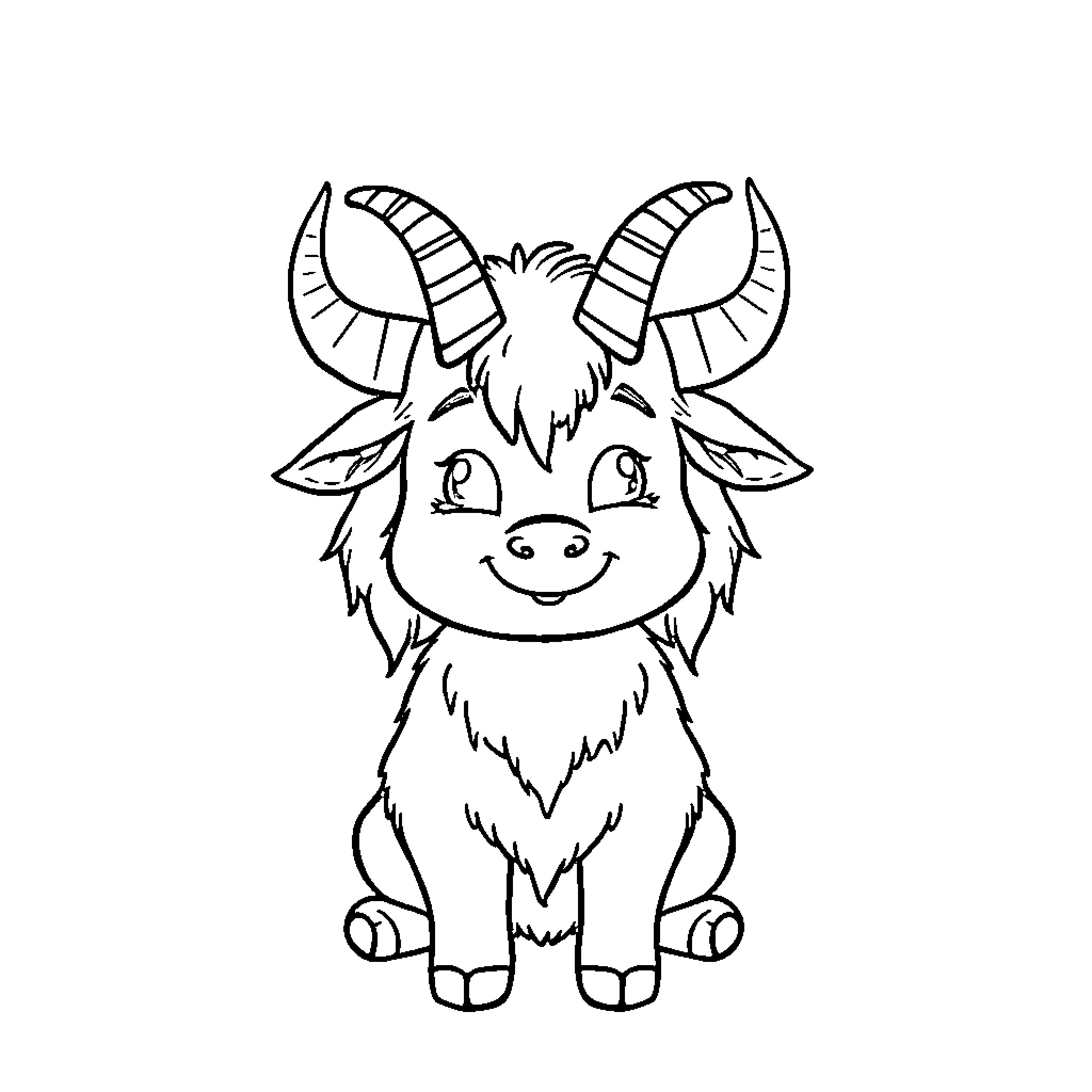 Baphomet-inspired Mythical Creature Illustration Coloring Page (free black-and-white line drawing printable PDF for all, from beginners to advanced learners, including children, teens, adults, and seniors)