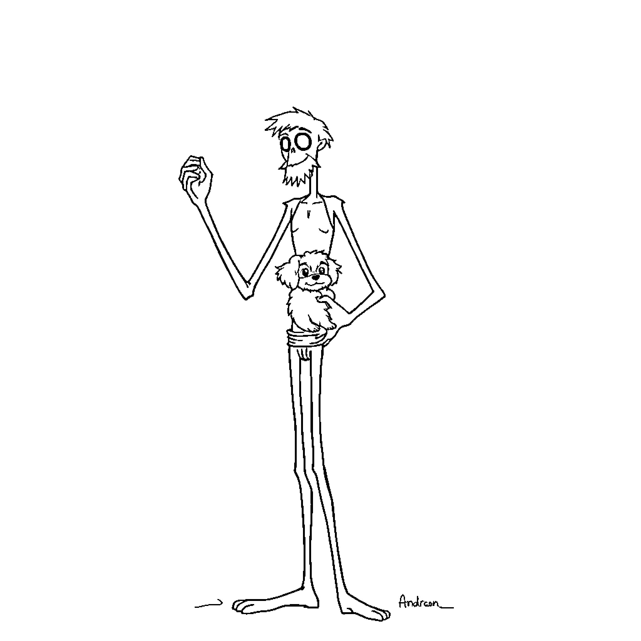 Enderman holding a small creature in hand Coloring Page (free black-and-white line drawing printable PDF for all, from beginners to advanced learners, including children, teens, adults, and seniors)