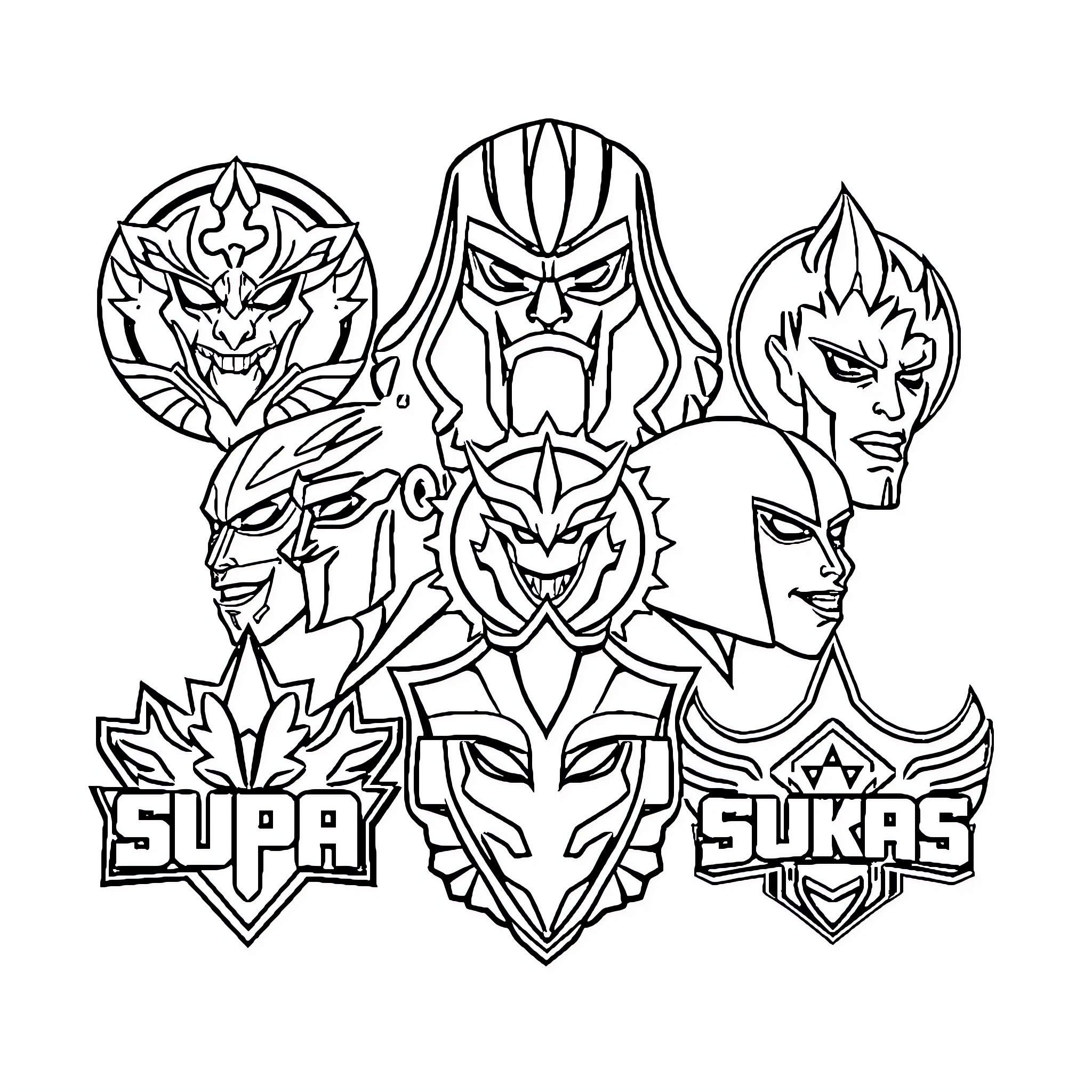 Supa Strikas: Intense Expressions and Captivating Visuals Coloring Page (free black-and-white line drawing printable PDF for all, from beginners to advanced learners, including children, teens, adults, and seniors)