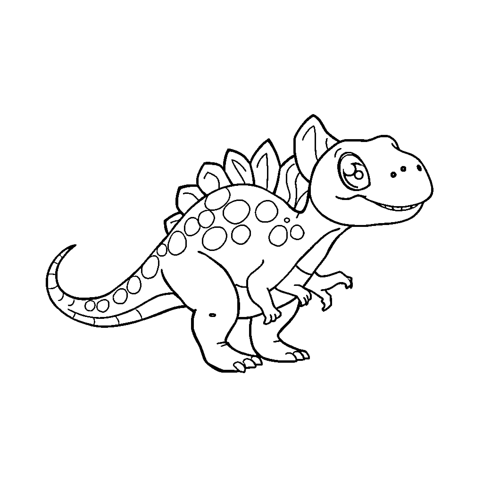 Dilophosaurus with a Cheerful Demeanor Coloring Page (free black-and-white line drawing printable PDF for all, from beginners to advanced learners, including children, teens, adults, and seniors)