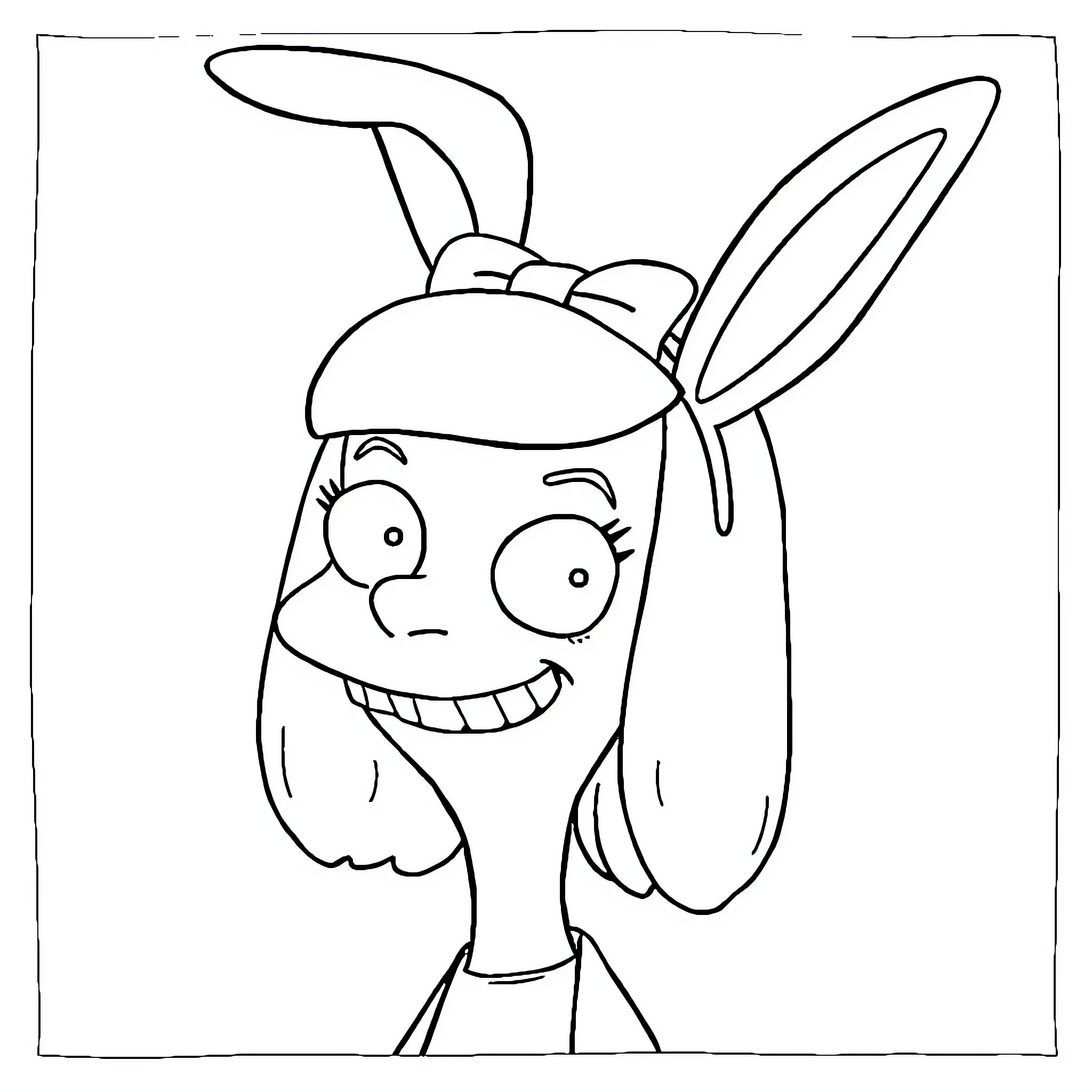 Louise the Goofy Rabbit Coloring Page (free black-and-white line drawing printable PDF for all, from beginners to advanced learners, including children, teens, adults, and seniors)