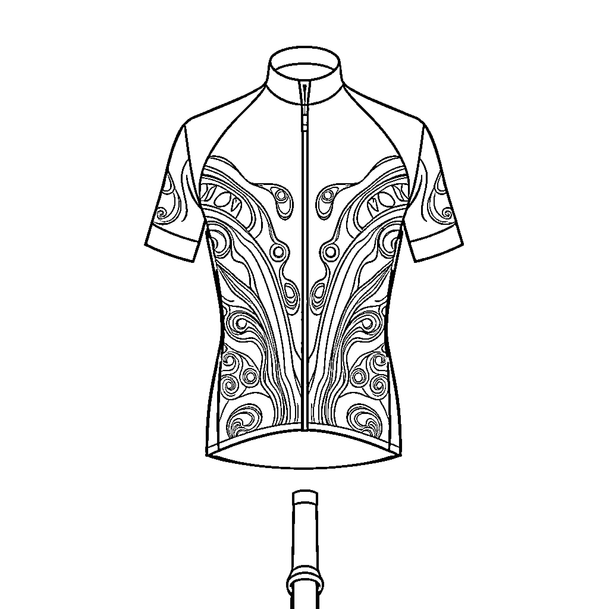Stitch cycling jersey with abstract pattern Coloring Page (free black-and-white line drawing printable PDF for all, from beginners to advanced learners, including children, teens, adults, and seniors)