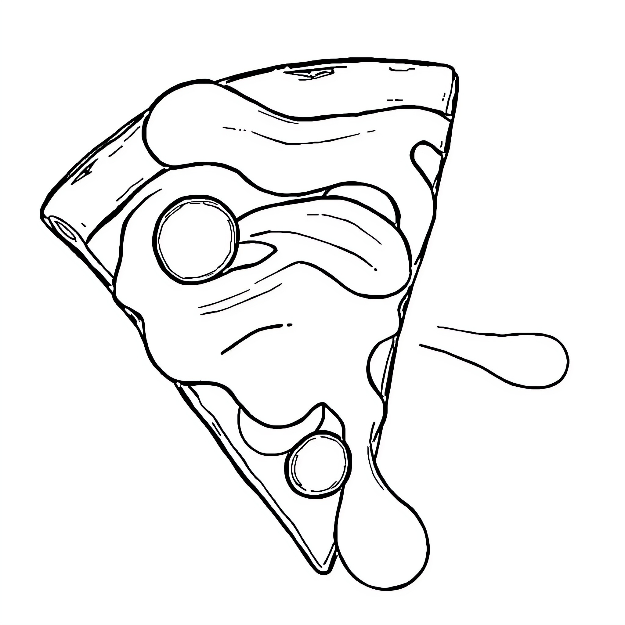 Pizza slices in playful shapes Coloring Page (free black-and-white line drawing printable PDF for all, from beginners to advanced learners, including children, teens, adults, and seniors)