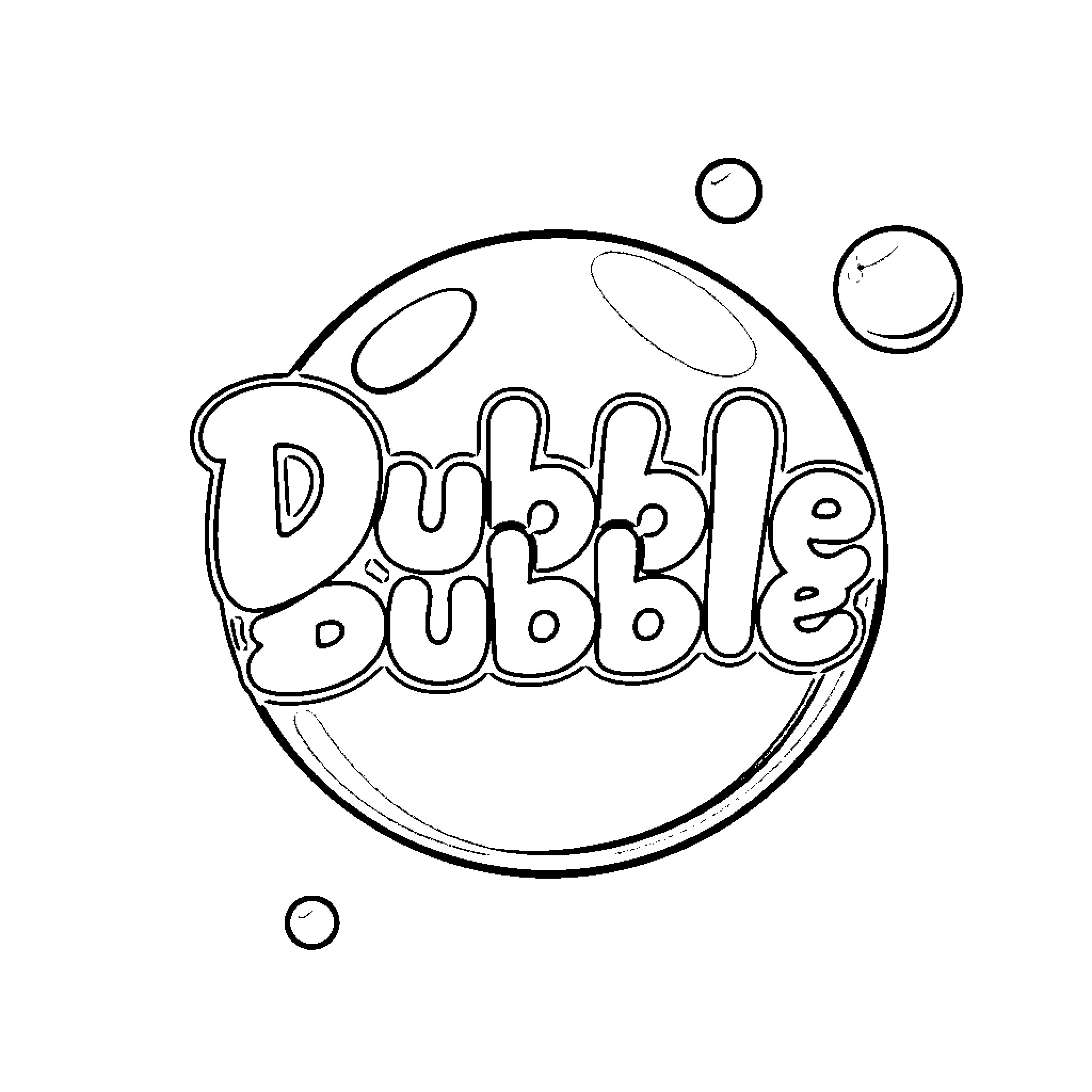 Dubble Bubble floating in circular frame Coloring Page (free black-and-white line drawing printable PDF for all, from beginners to advanced learners, including children, teens, adults, and seniors)