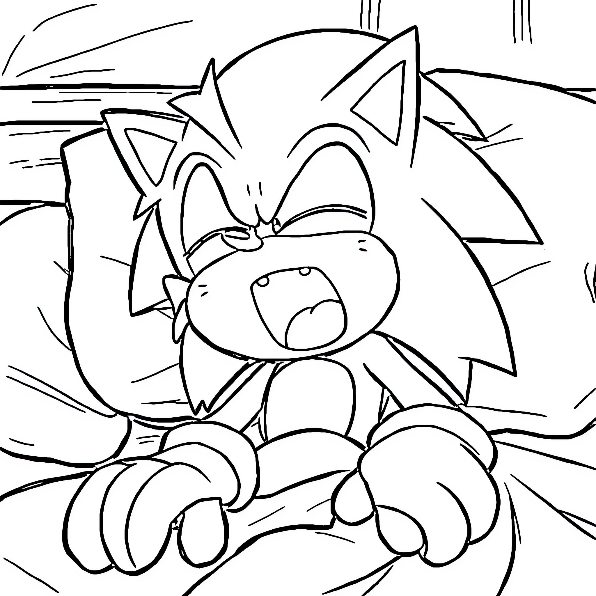 Sonic the Hedgehog in action-packed adventure Coloring Page (free black-and-white line drawing printable PDF for all, from beginners to advanced learners, including children, teens, adults, and seniors)