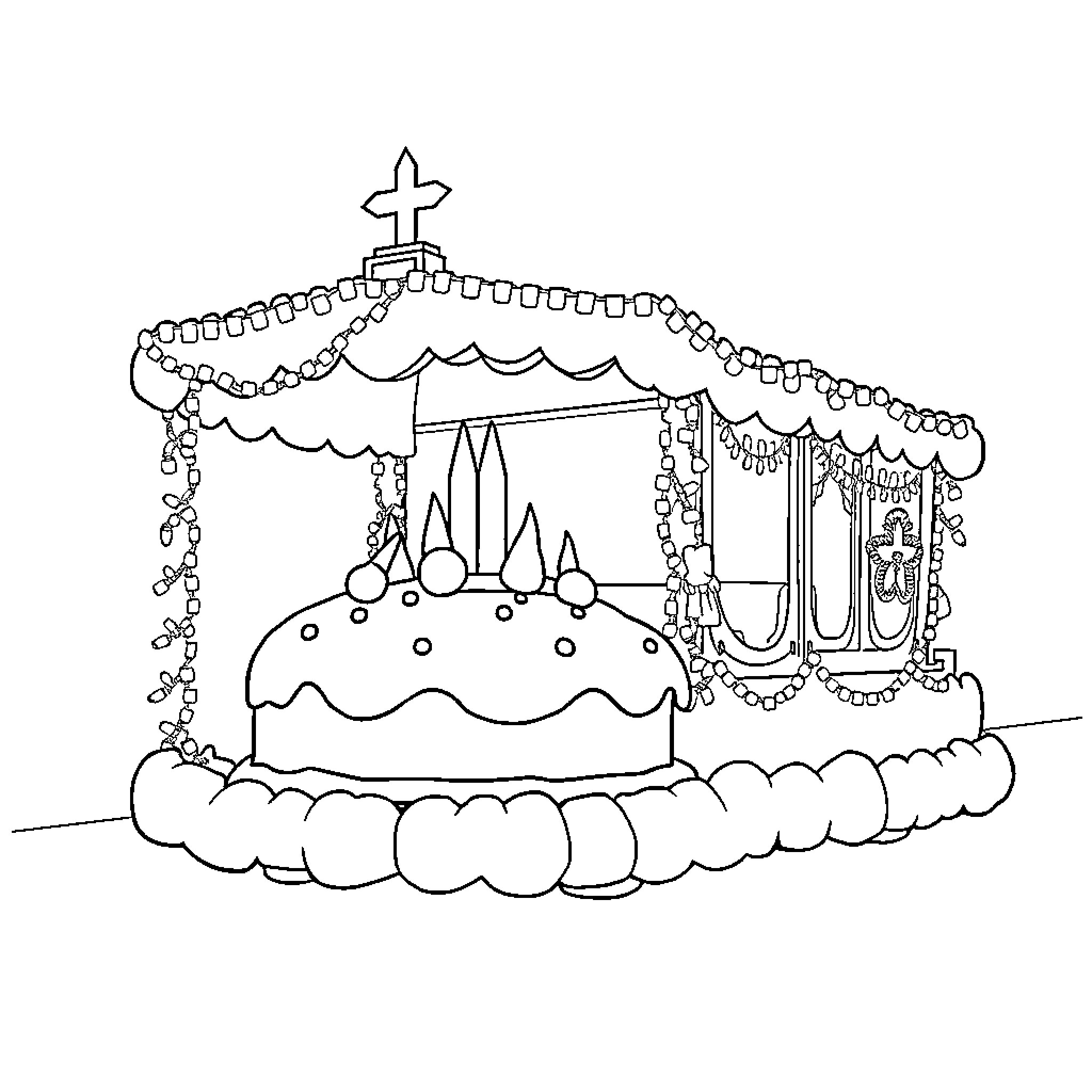 Float Through a Festive Celebration Coloring Page (free black-and-white line drawing printable PDF for all, from beginners to advanced learners, including children, teens, adults, and seniors)